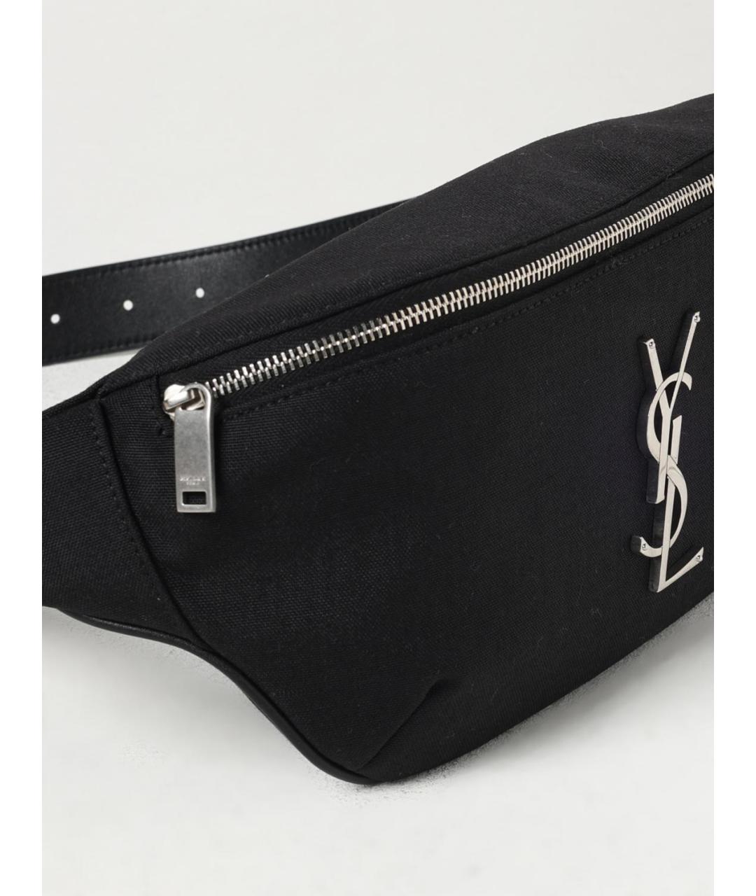 SAINT LAURENT Черная синтетическая поясная сумка, фото 4