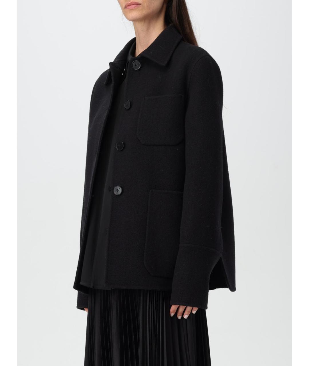 JIL SANDER Черное шерстяное пальто, фото 4