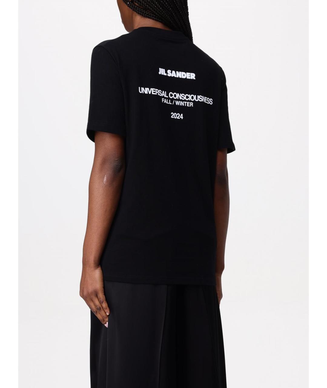 JIL SANDER Черная хлопковая футболка, фото 3