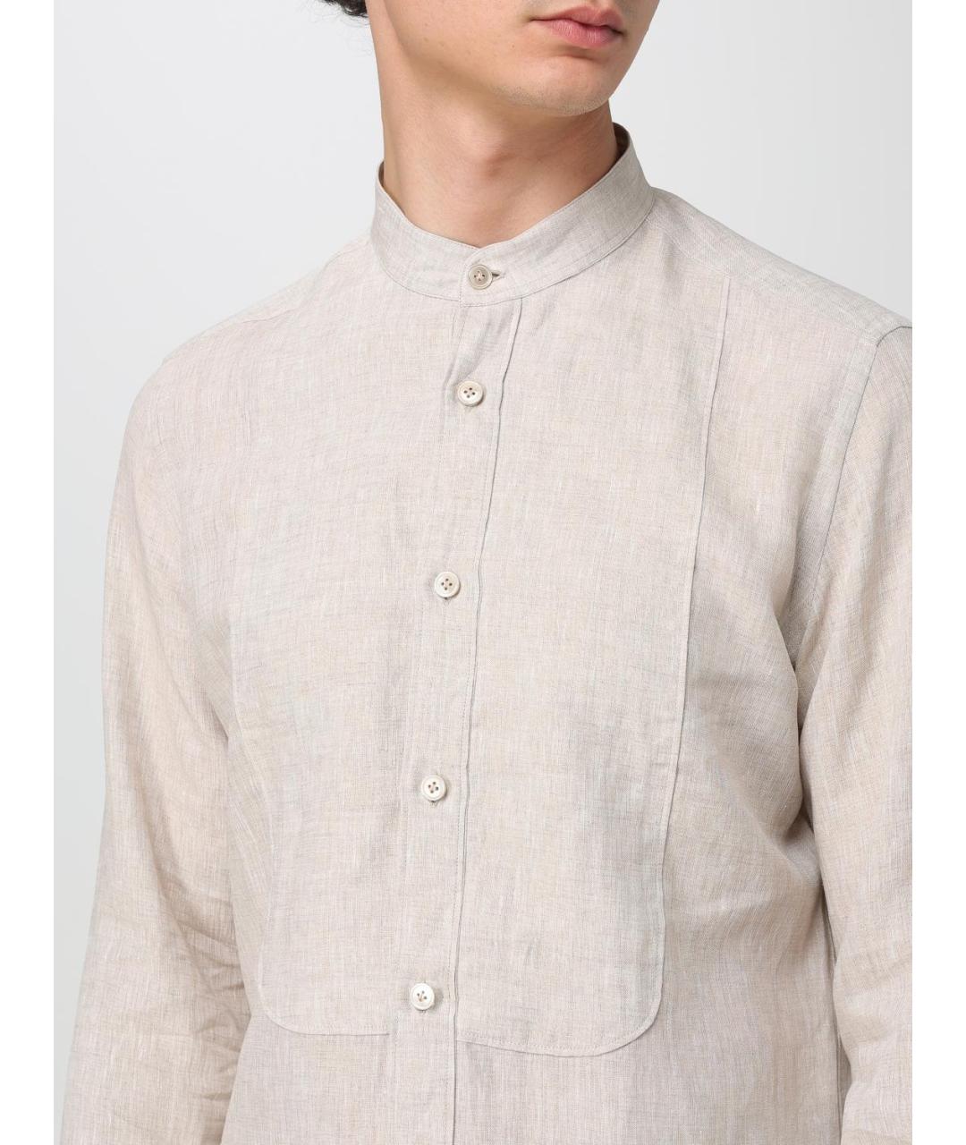 ELEVENTY Бежевая льняная кэжуал рубашка, фото 3