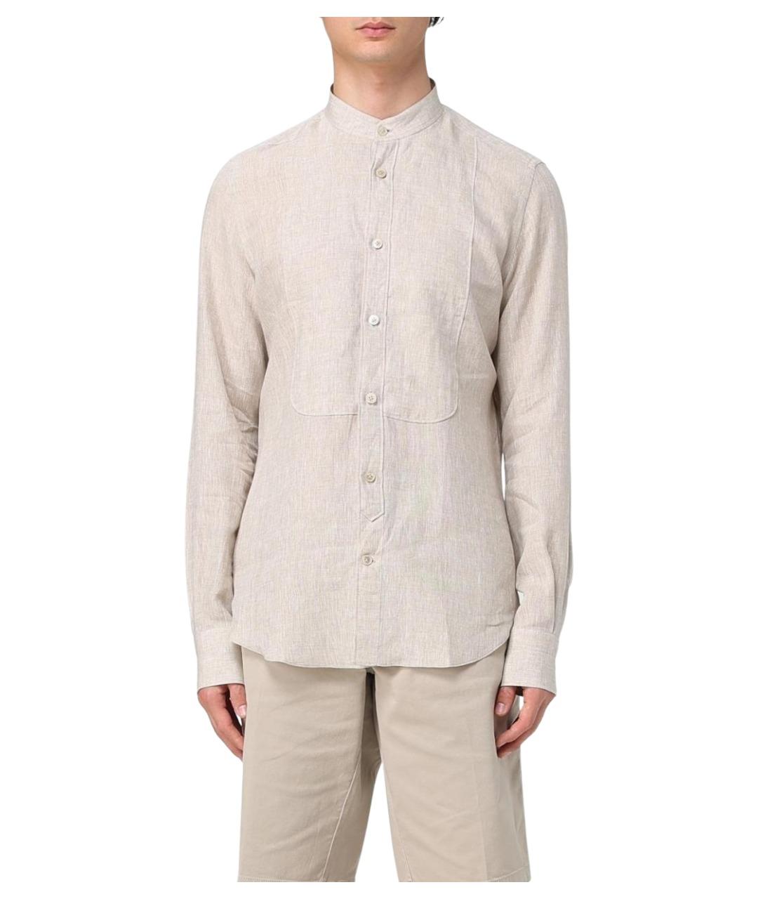 ELEVENTY Бежевая льняная кэжуал рубашка, фото 1