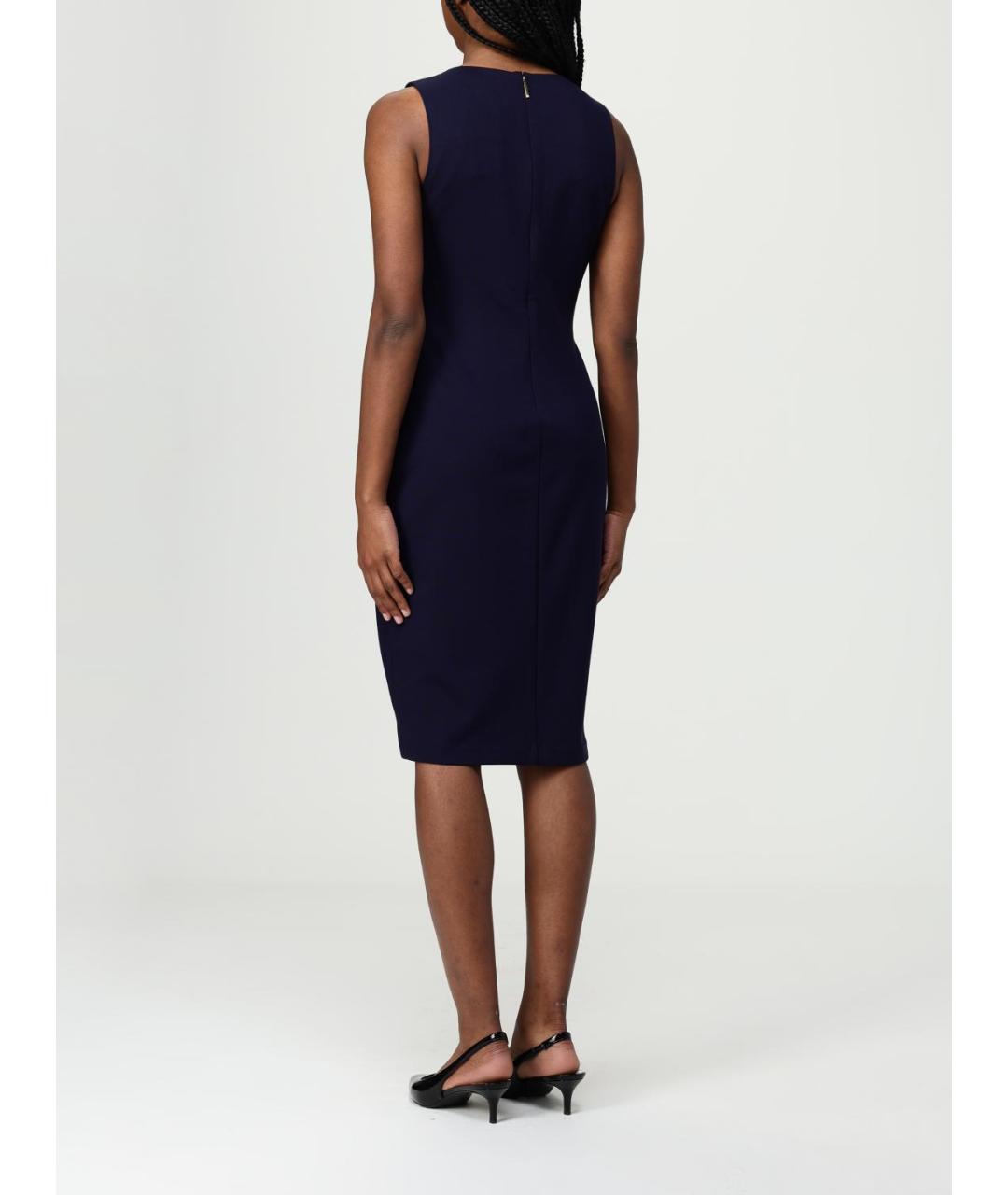 RALPH LAUREN Синее вискозное повседневное платье, фото 2