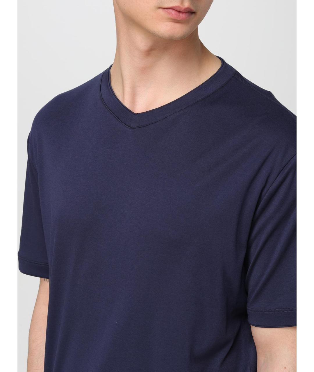 ELEVENTY Синяя хлопковая футболка, фото 3