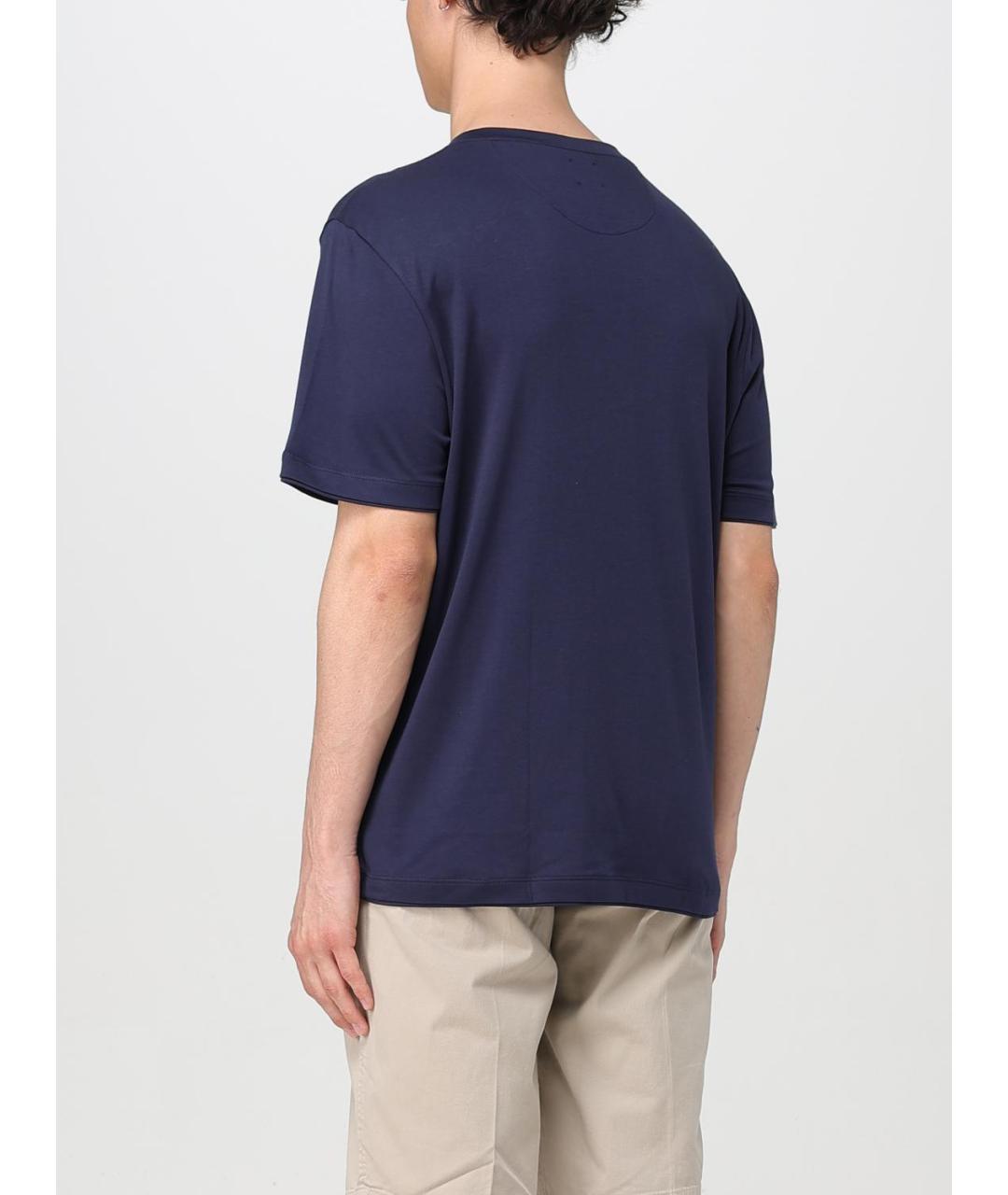 ELEVENTY Синяя хлопковая футболка, фото 2