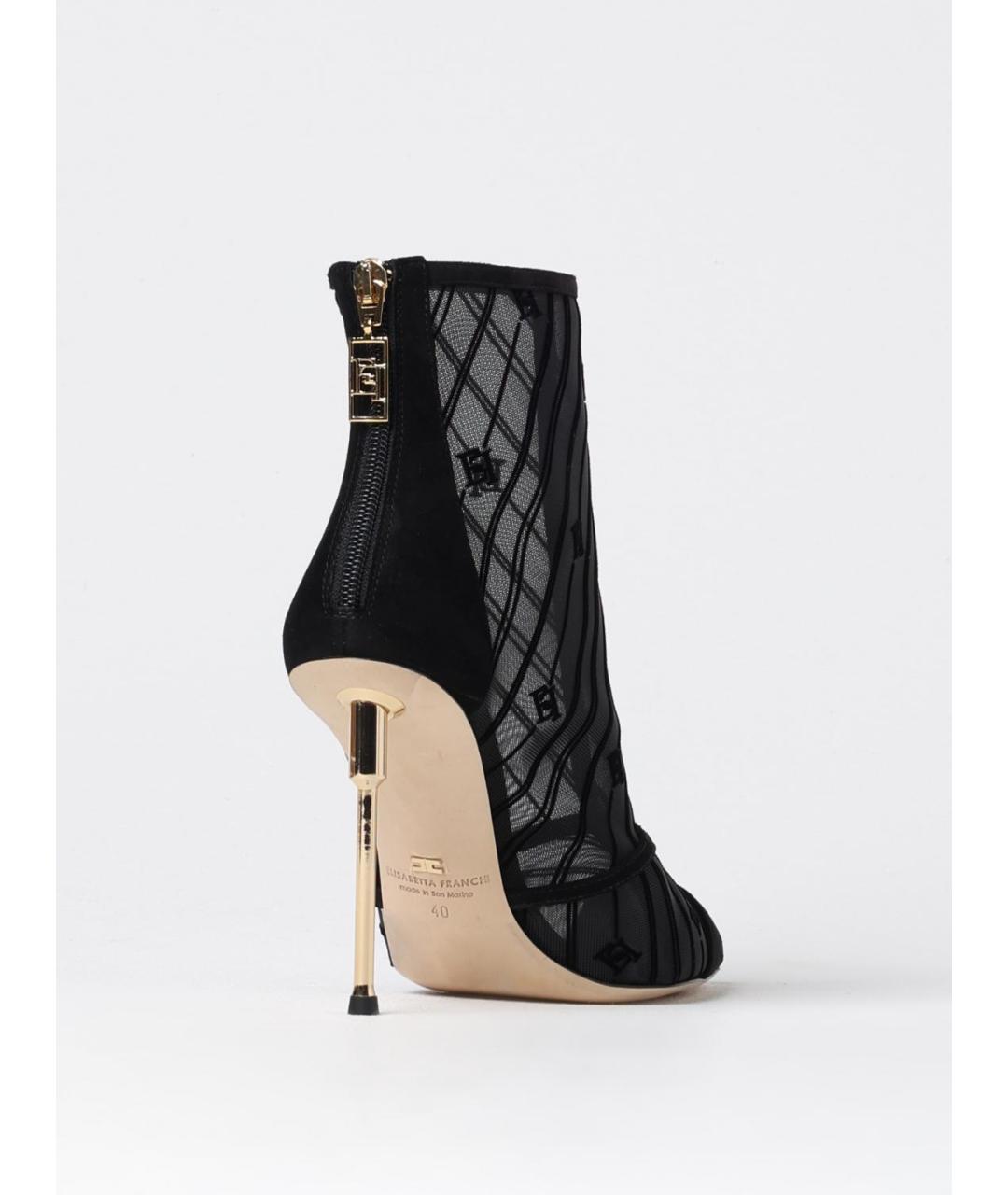 ELISABETTA FRANCHI Черные текстильные ботильоны, фото 3