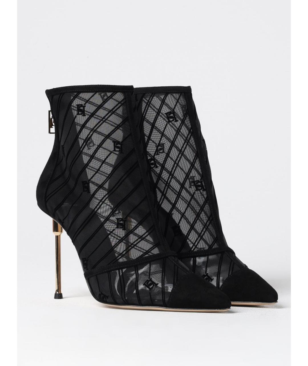 ELISABETTA FRANCHI Черные текстильные ботильоны, фото 2