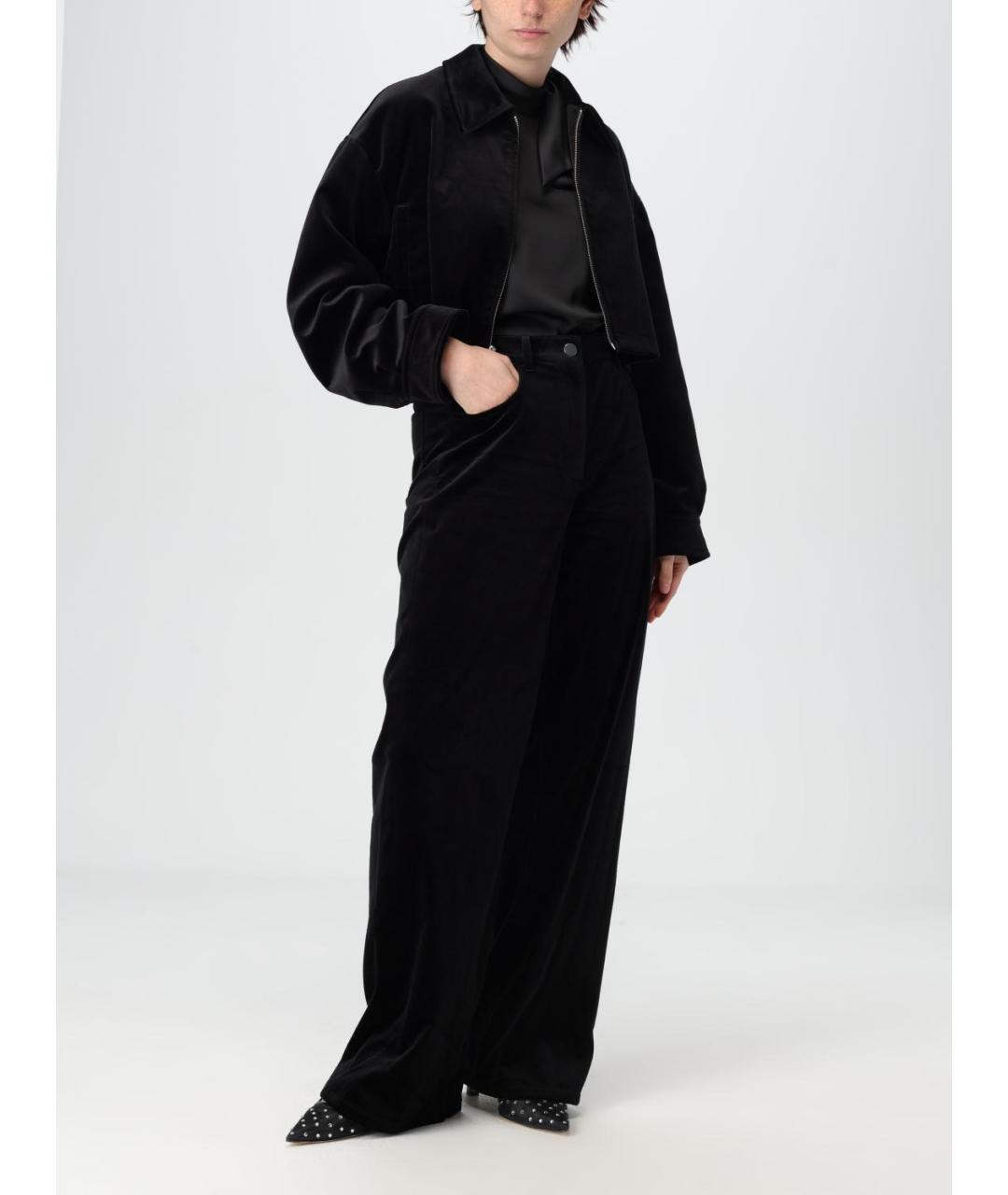 THEORY Черные хлопковые прямые брюки, фото 2