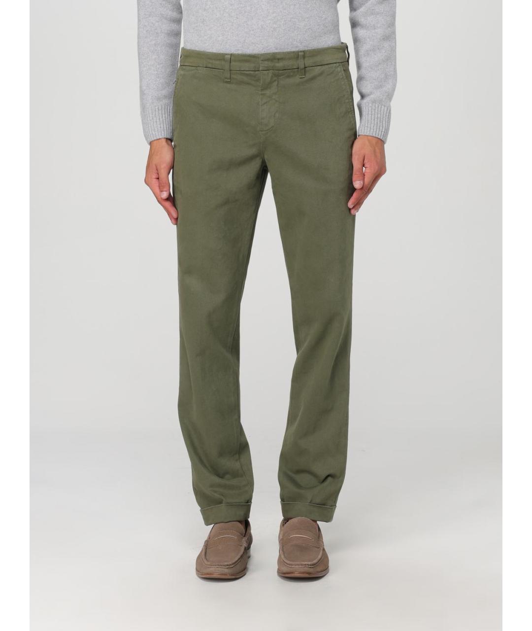 FAY Зеленые хлопковые брюки чинос, фото 4
