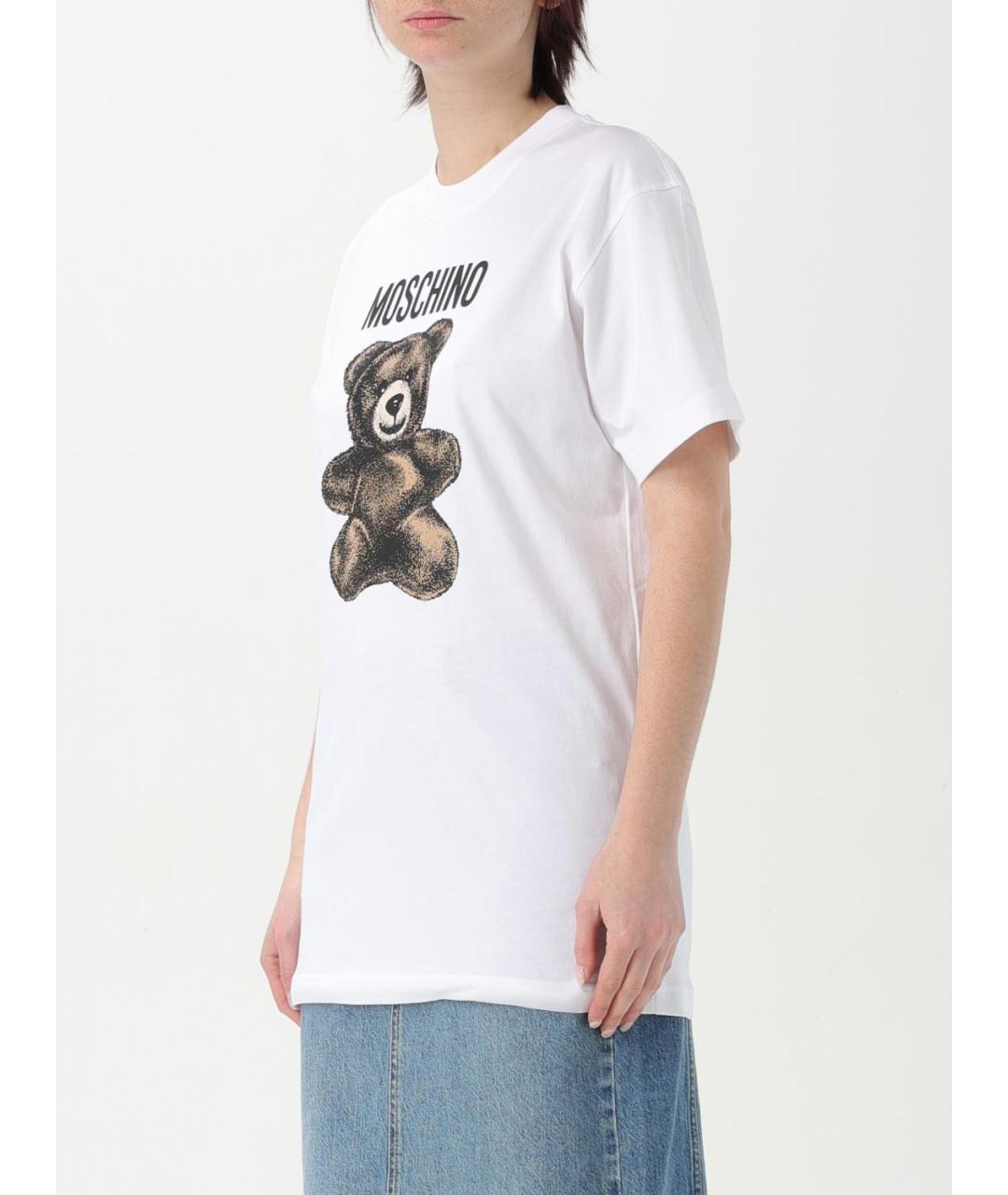 MOSCHINO Белая хлопковая футболка, фото 4