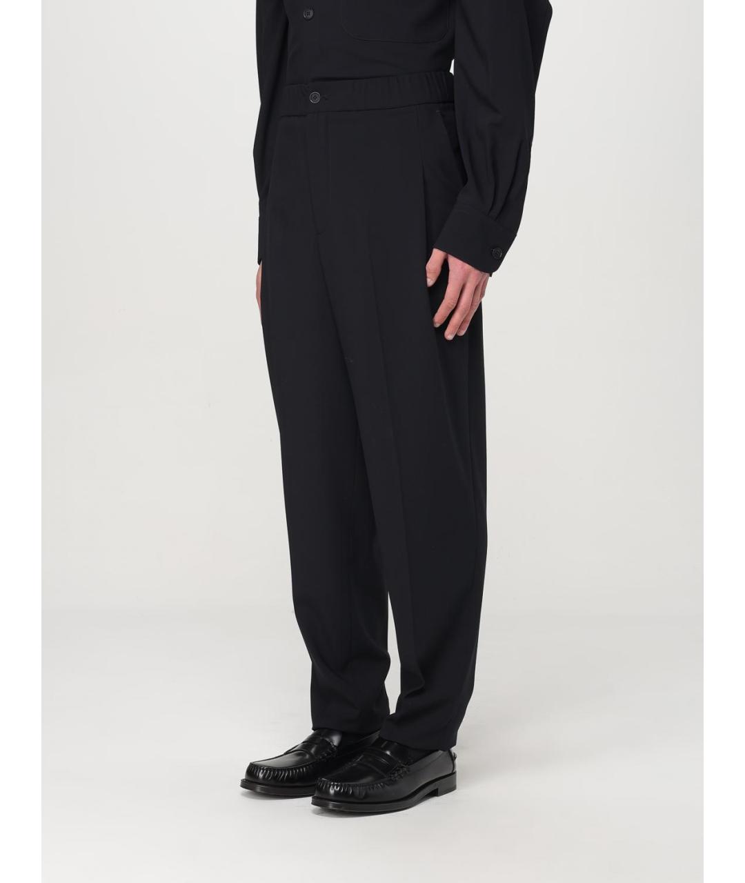 GIORGIO ARMANI Темно-синие шерстяные классические брюки, фото 4