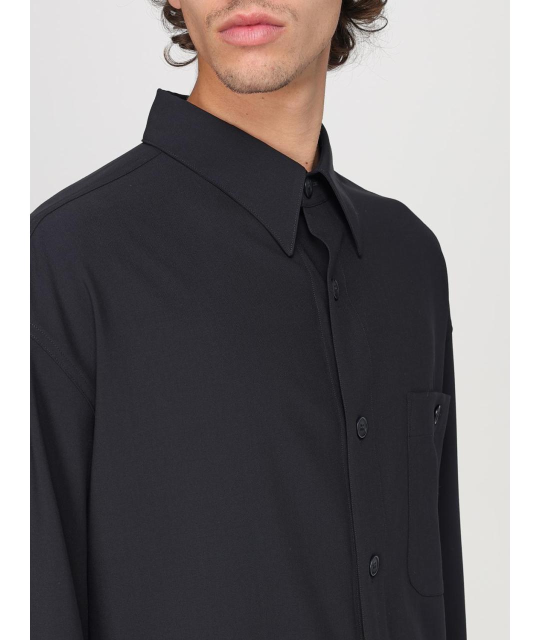 GIORGIO ARMANI Темно-синяя шерстяная кэжуал рубашка, фото 5