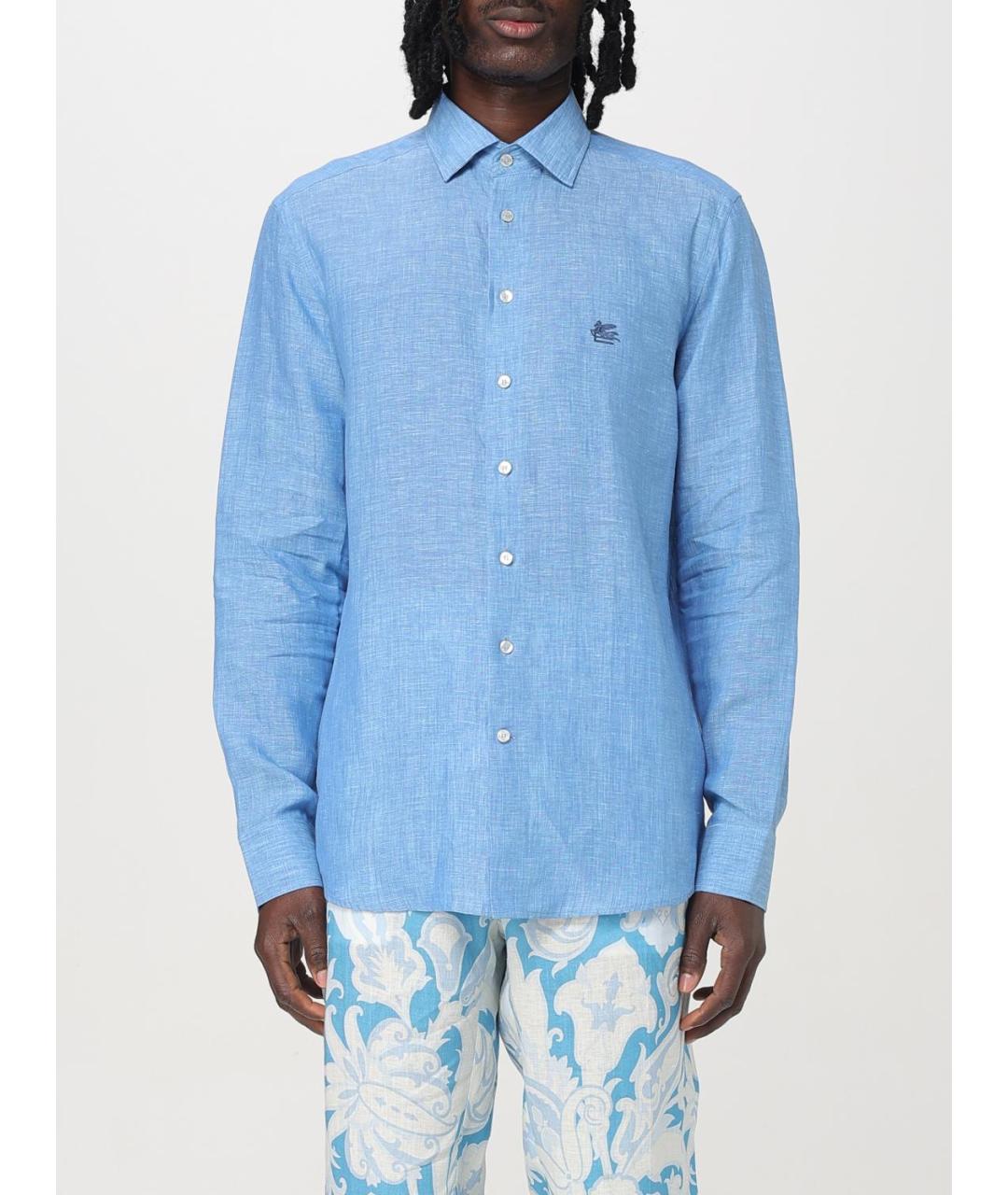 ETRO Голубая льняная кэжуал рубашка, фото 2