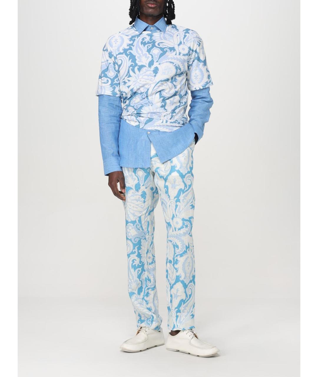 ETRO Голубая льняная кэжуал рубашка, фото 3