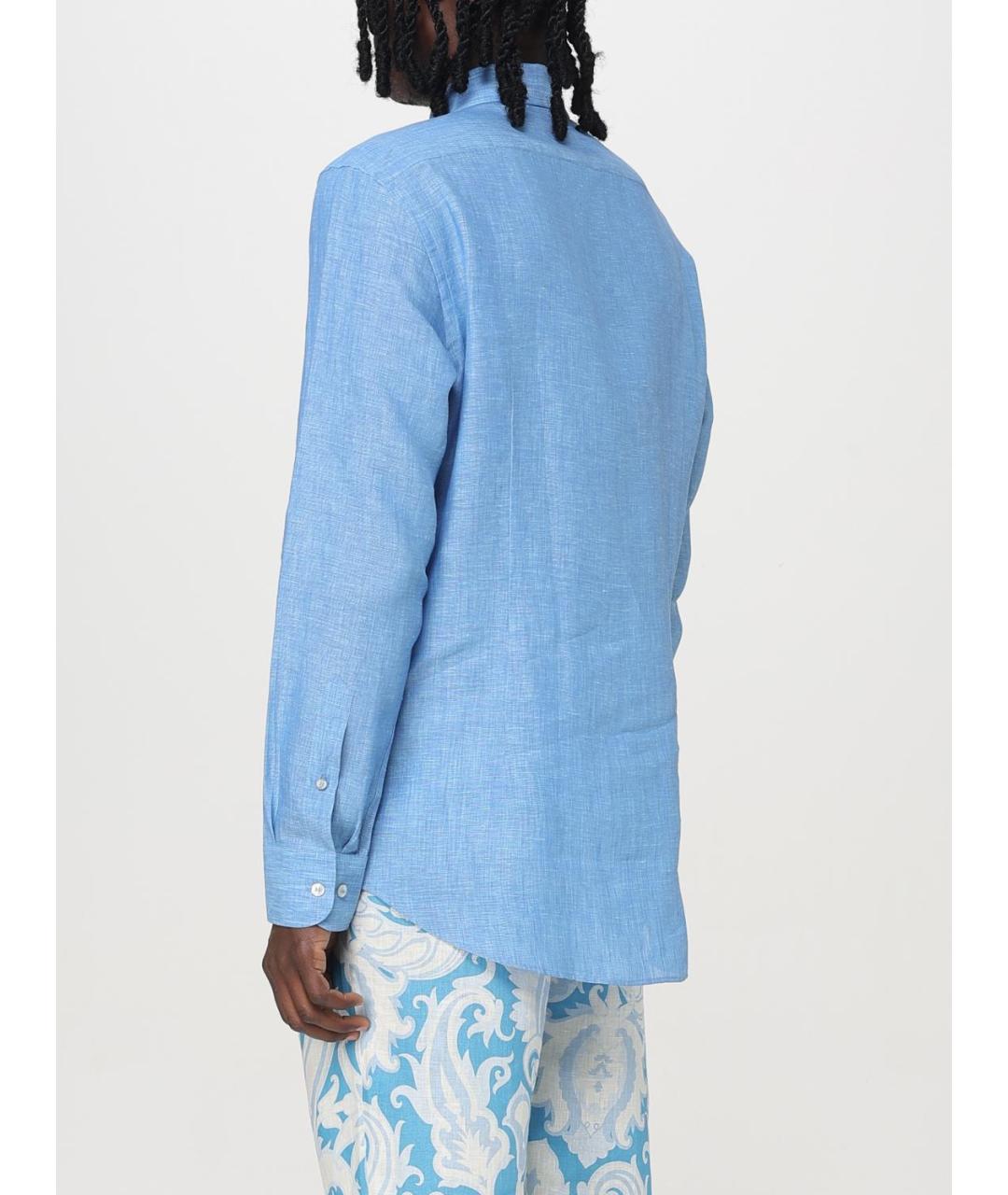 ETRO Голубая льняная кэжуал рубашка, фото 4