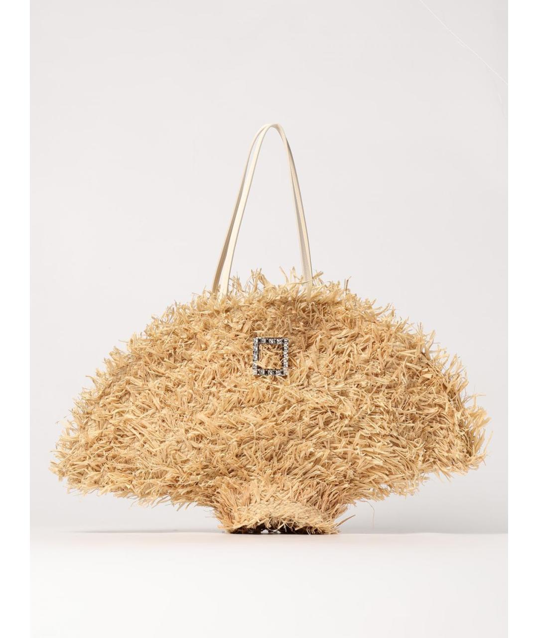 ROGER VIVIER Бежевая пелетеная сумка тоут, фото 6