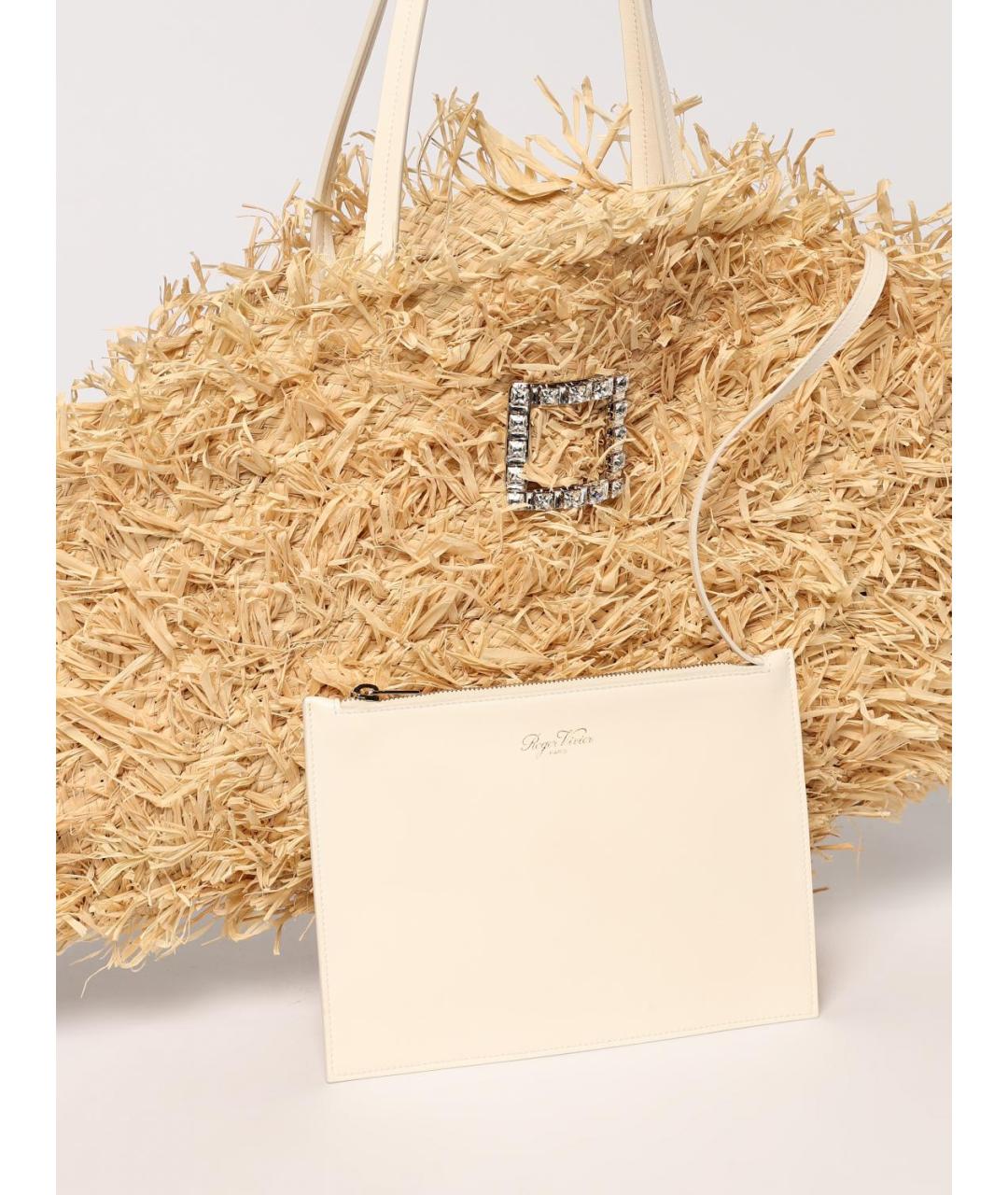ROGER VIVIER Бежевая пелетеная сумка тоут, фото 4