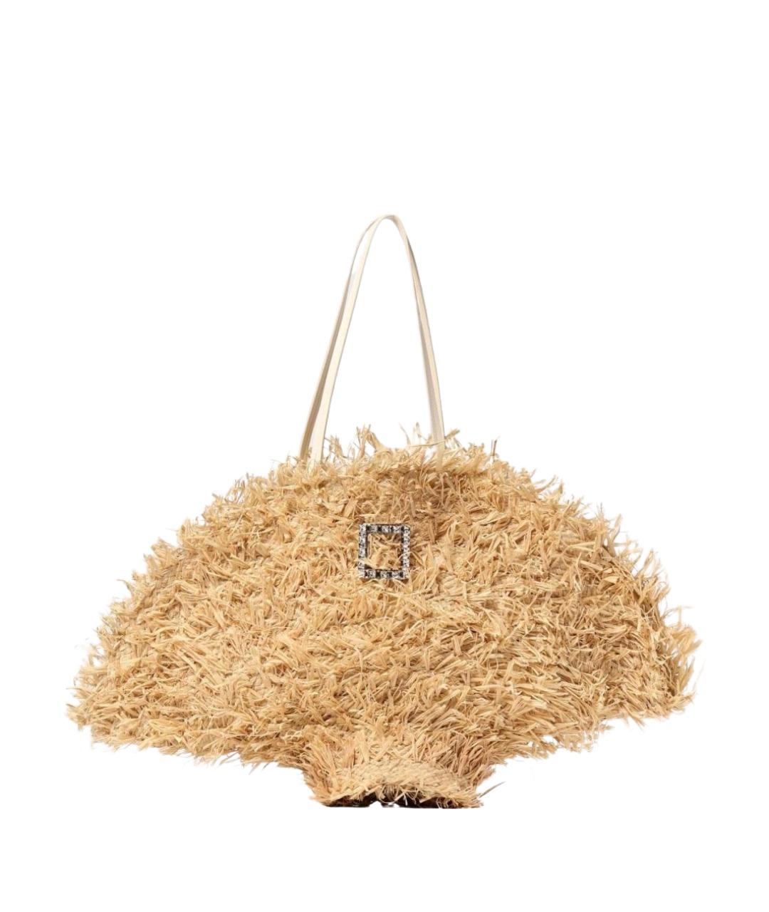 ROGER VIVIER Бежевая пелетеная сумка тоут, фото 1