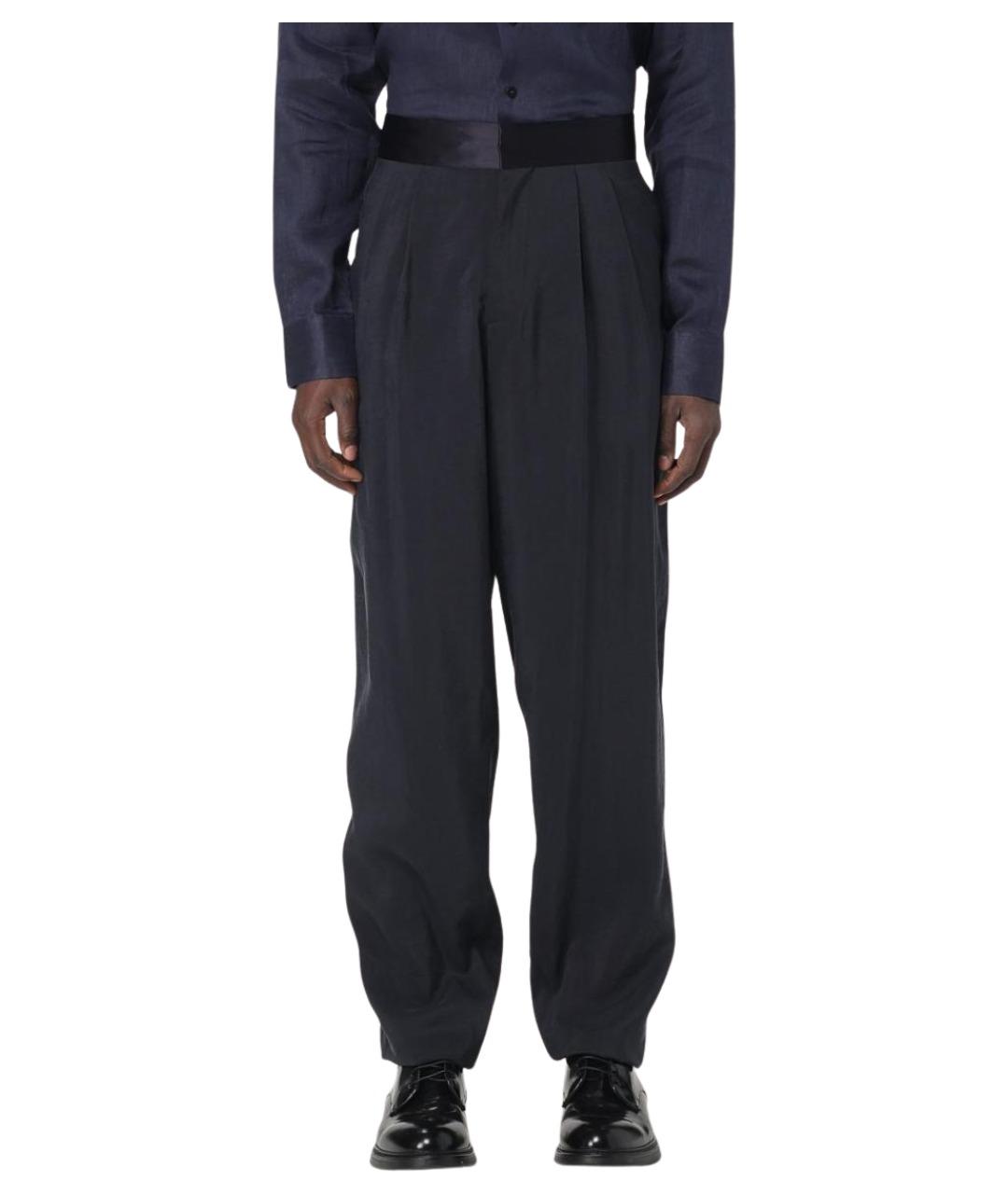 GIORGIO ARMANI Синие шелковые повседневные брюки, фото 1