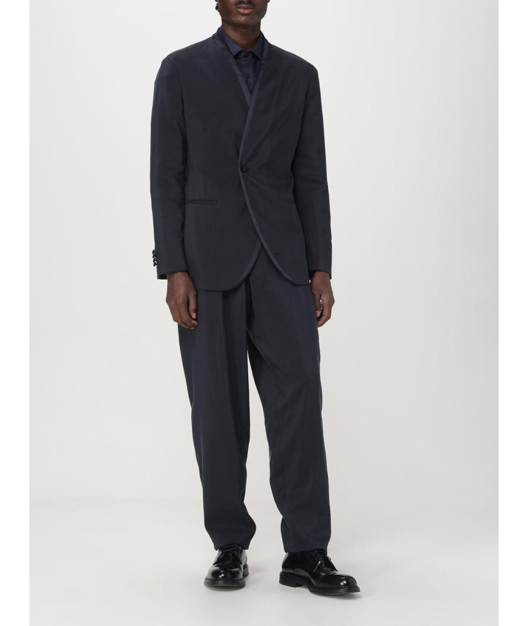 GIORGIO ARMANI Синие шелковые повседневные брюки, фото 2