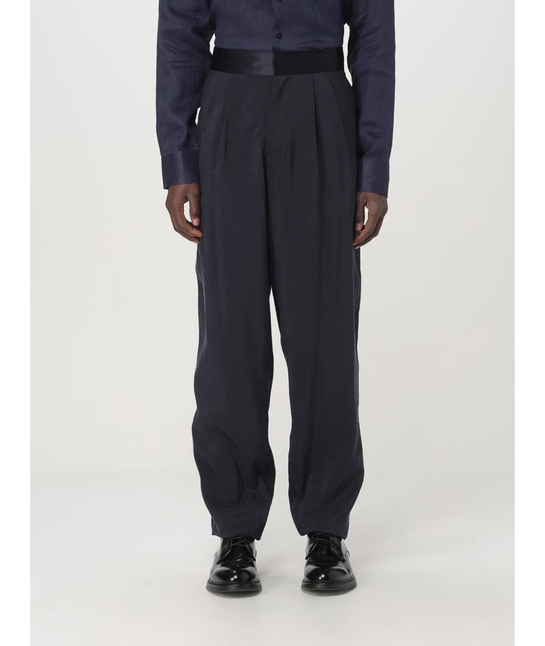 GIORGIO ARMANI Синие шелковые повседневные брюки, фото 6