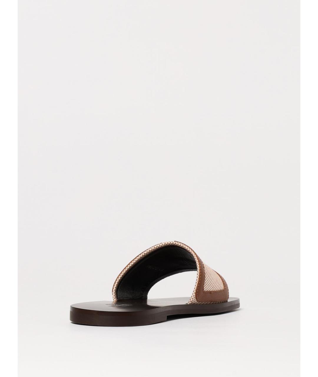VALENTINO Бежевые текстильные шлепанцы, фото 3