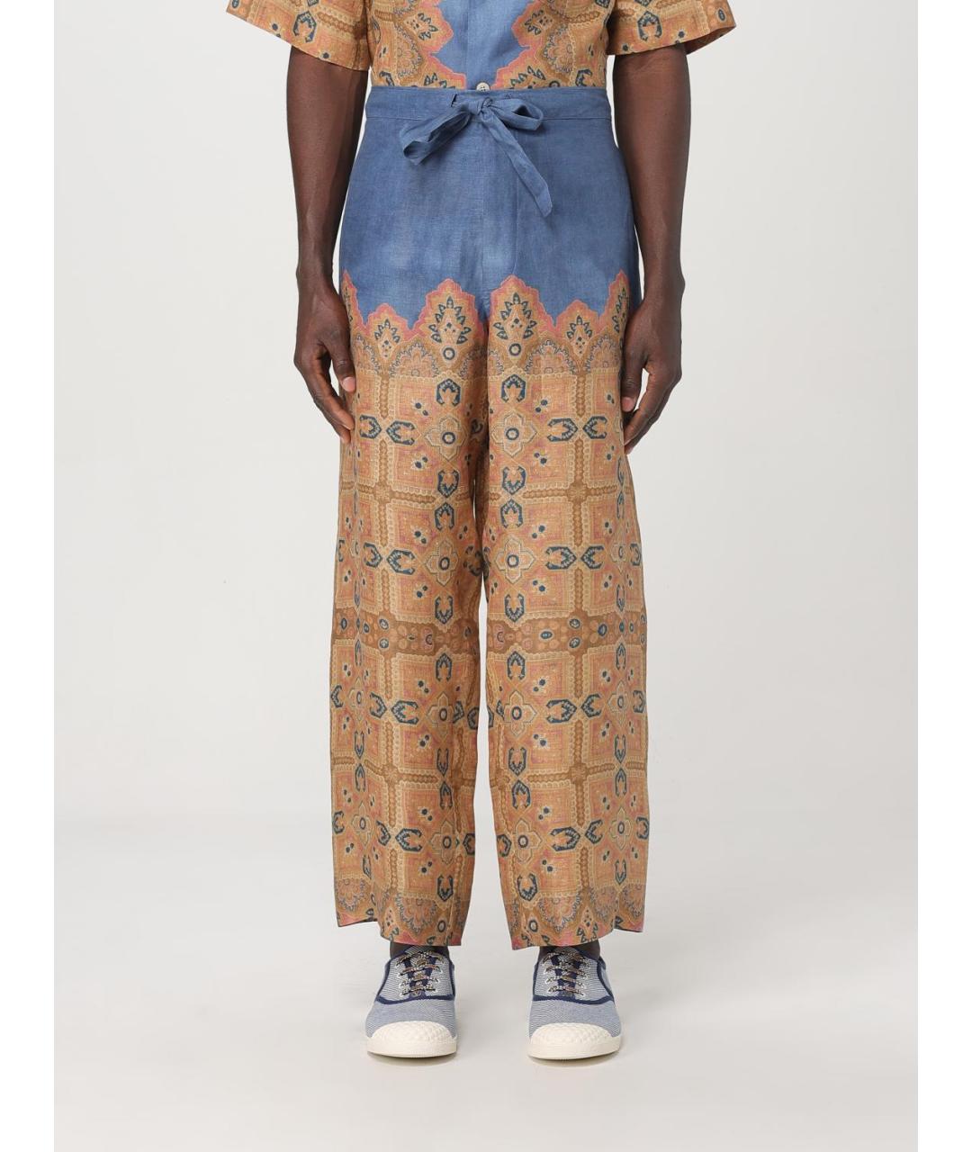 VALENTINO Мульти льняные повседневные брюки, фото 2