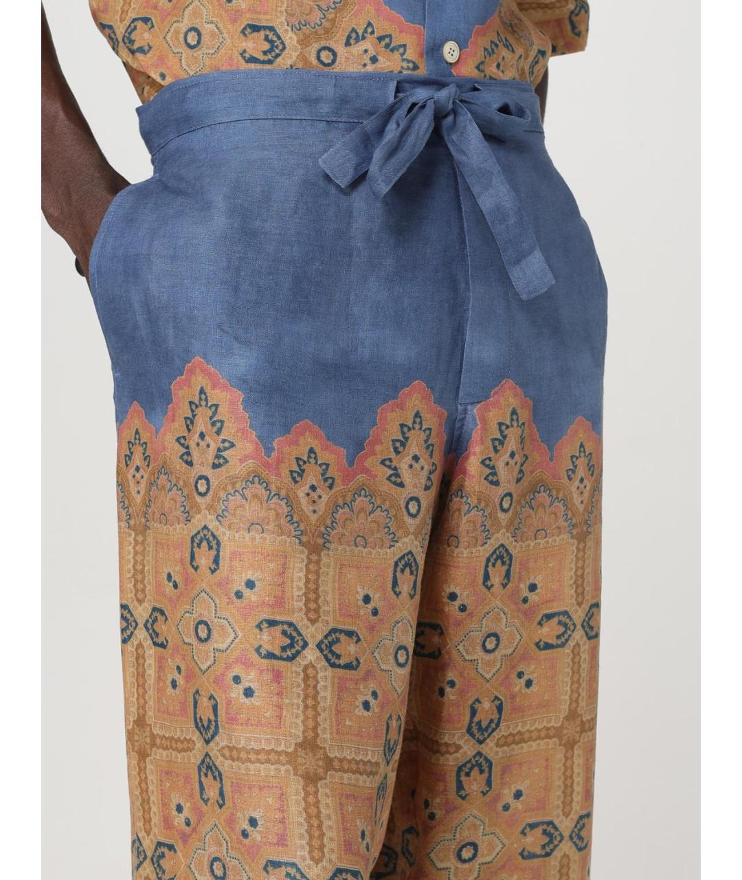 VALENTINO Мульти льняные повседневные брюки, фото 6