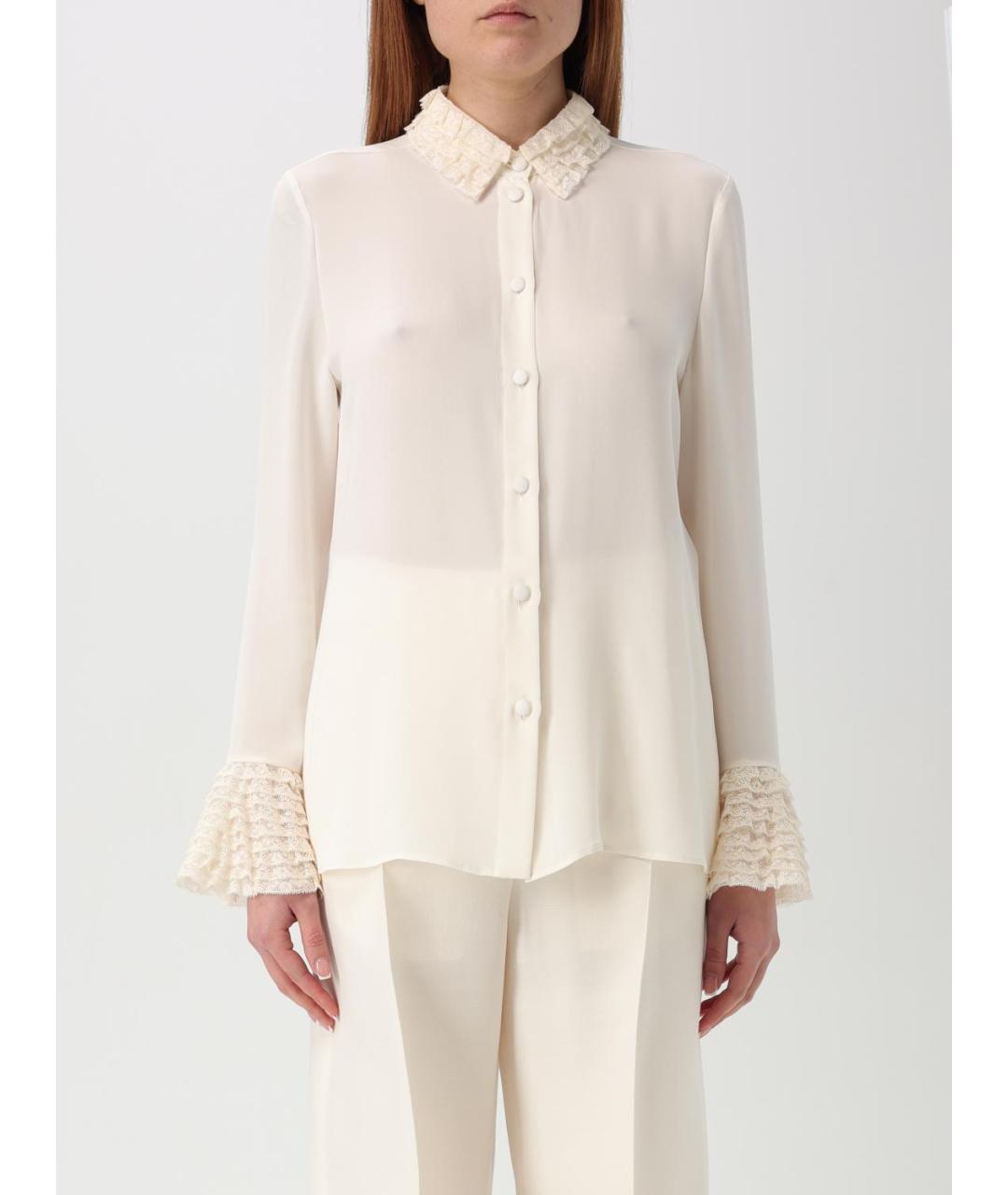 VALENTINO Бежевая шелковая рубашка, фото 2