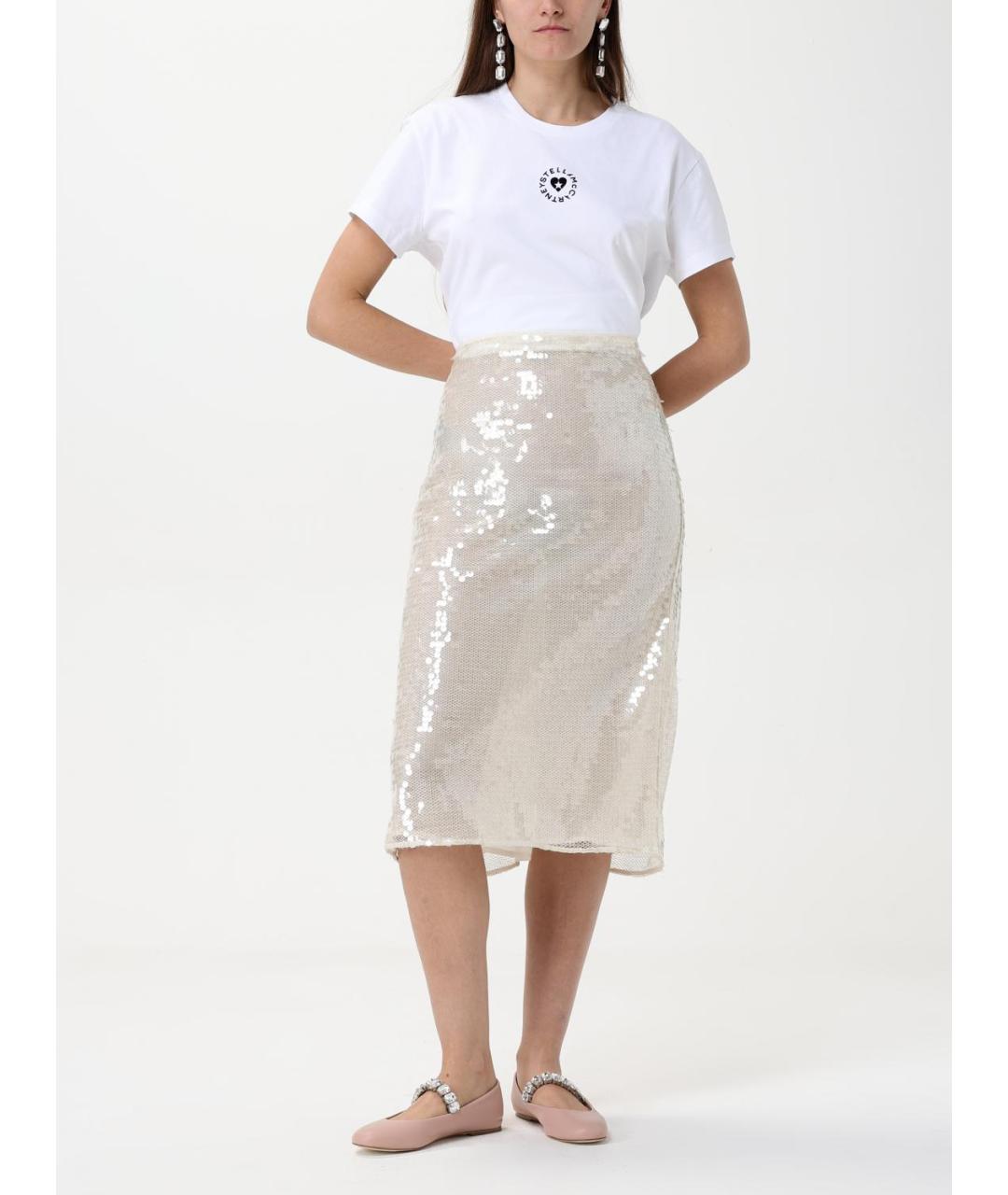 STELLA MCCARTNEY Бежевая полиэстеровая юбка миди, фото 2