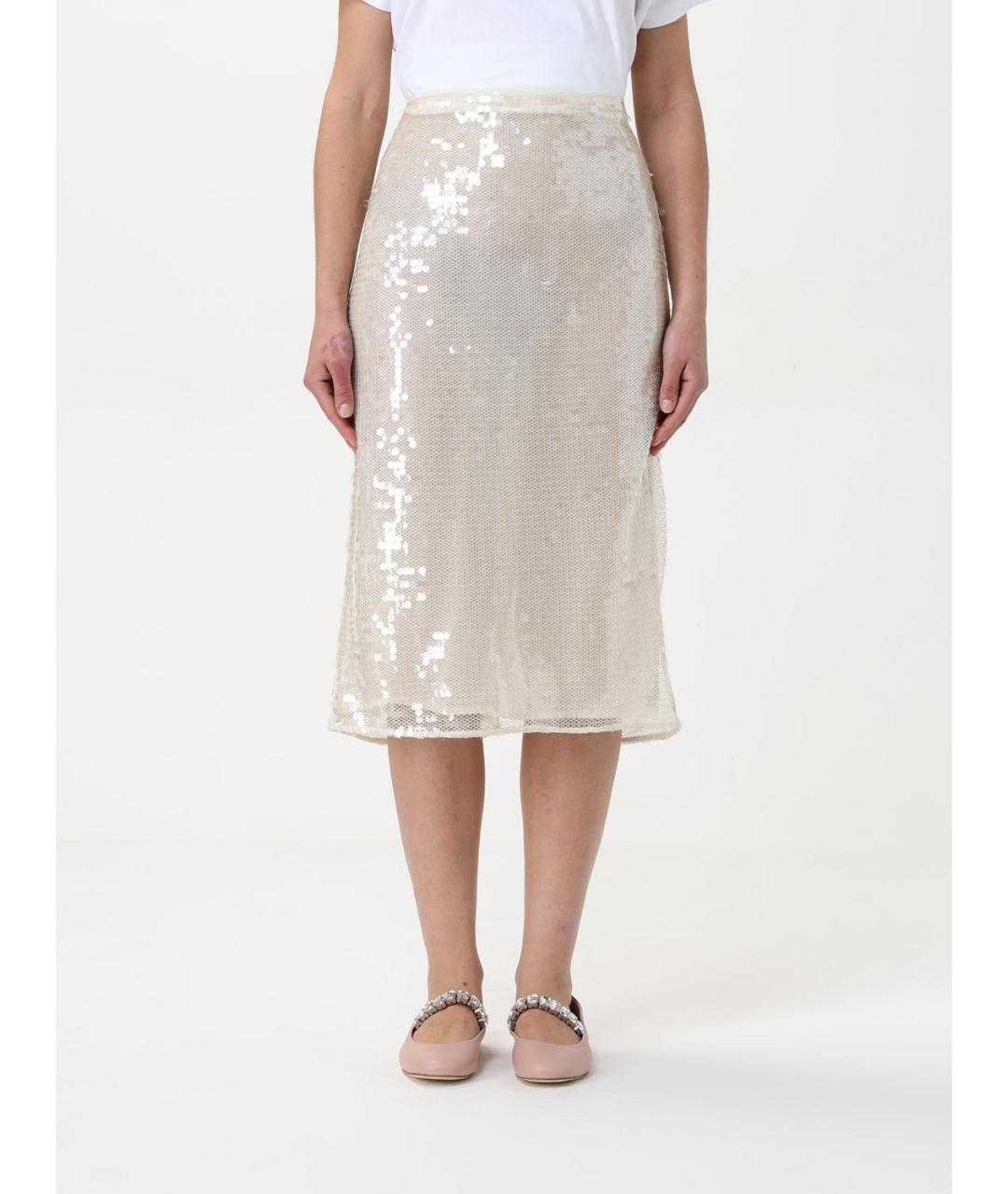 STELLA MCCARTNEY Бежевая полиэстеровая юбка миди, фото 6