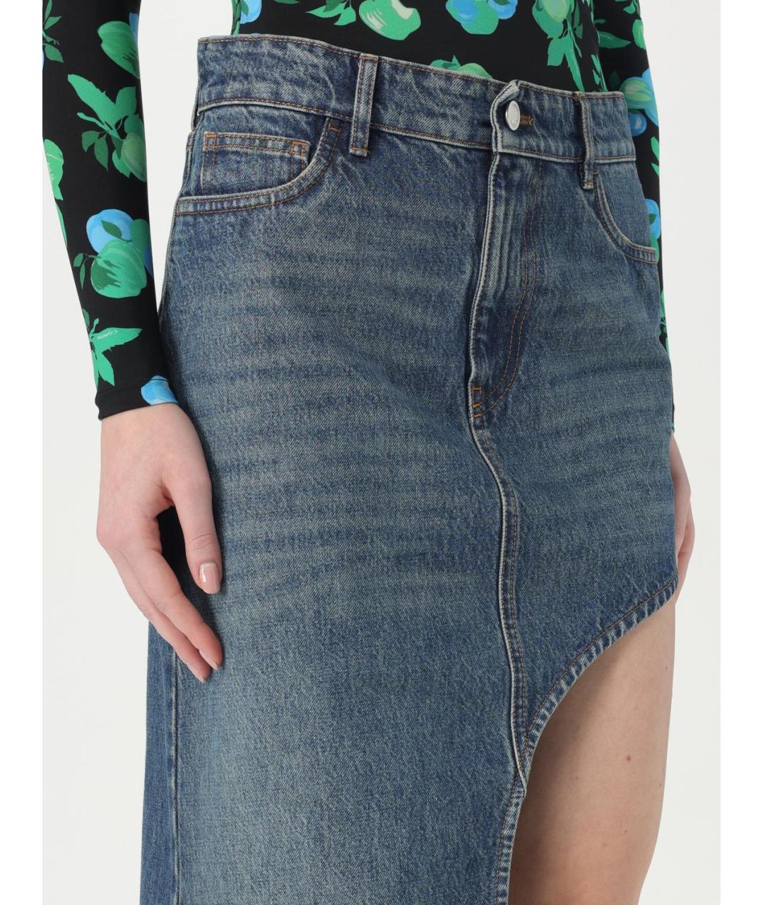 COPERNI Синяя хлопковая юбка мини, фото 5