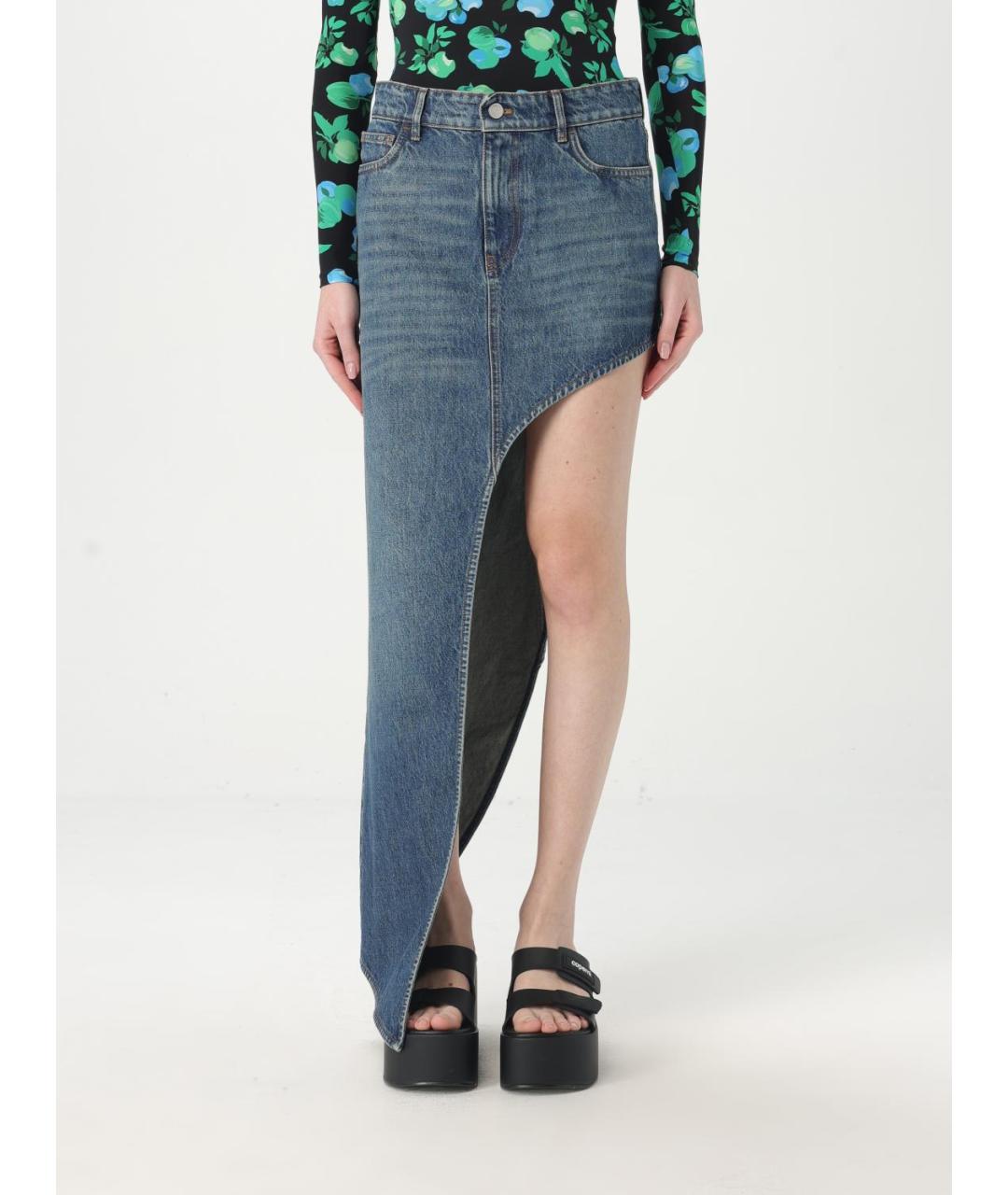 COPERNI Синяя хлопковая юбка мини, фото 6