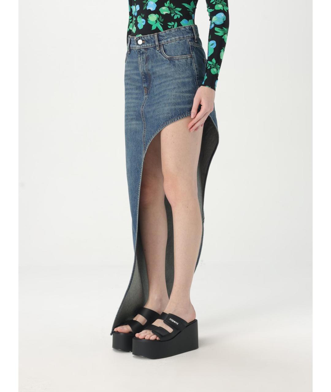 COPERNI Синяя хлопковая юбка мини, фото 4