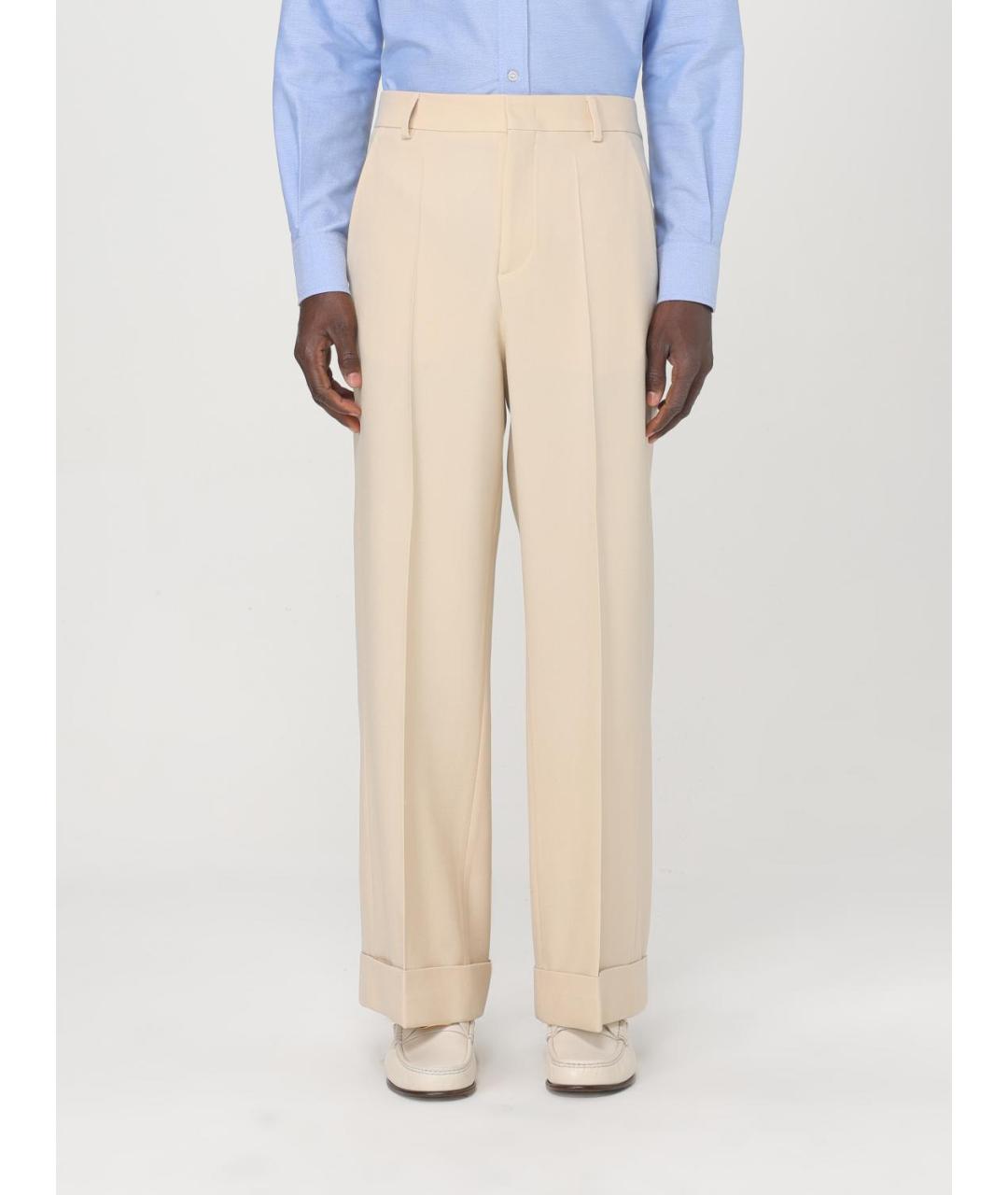 VALENTINO Бежевые шерстяные классические брюки, фото 6