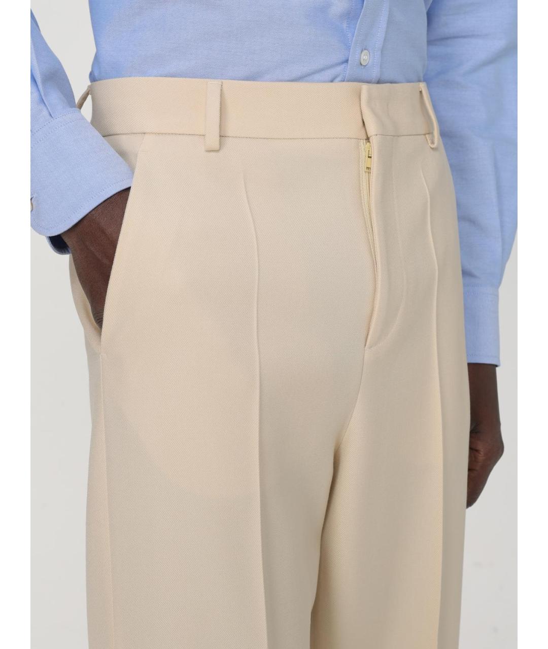 VALENTINO Бежевые шерстяные классические брюки, фото 5