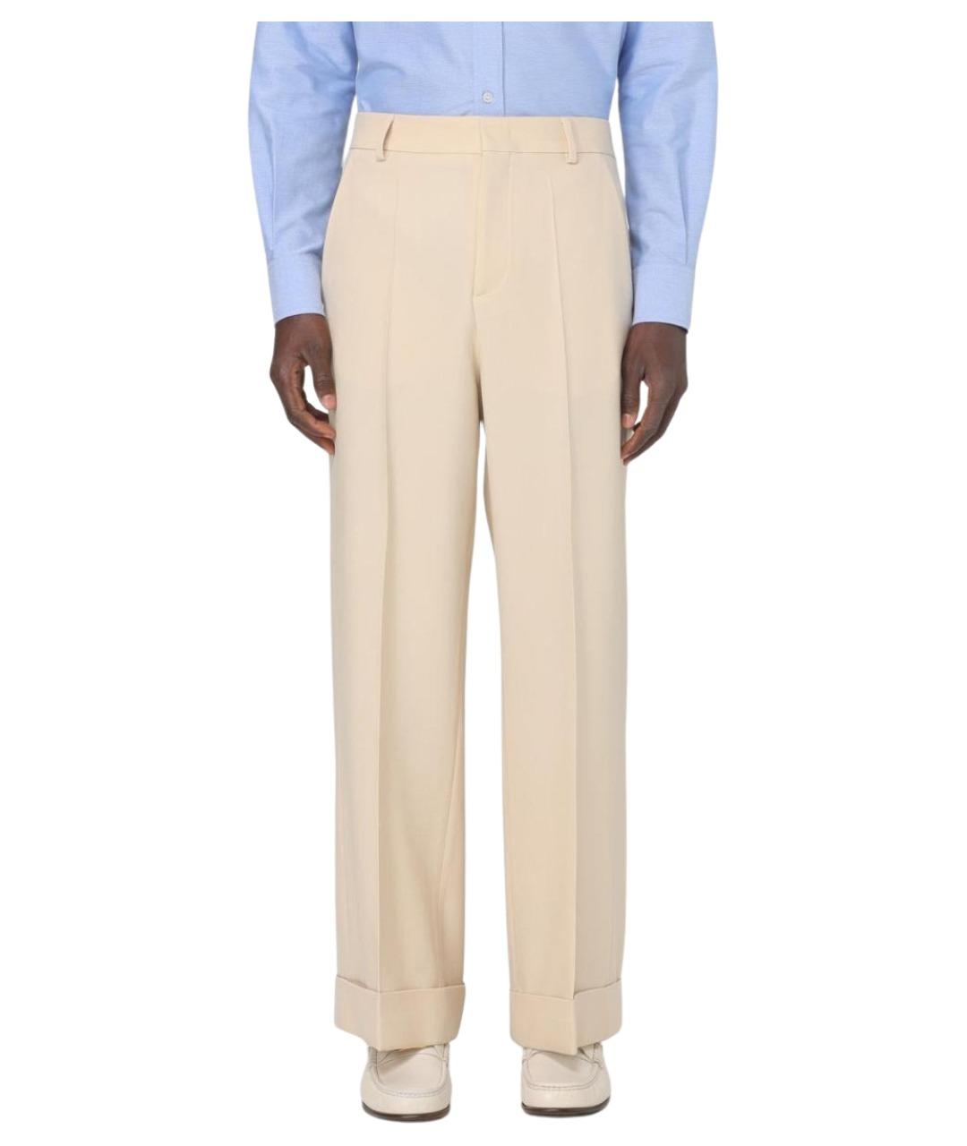 VALENTINO Бежевые шерстяные классические брюки, фото 1