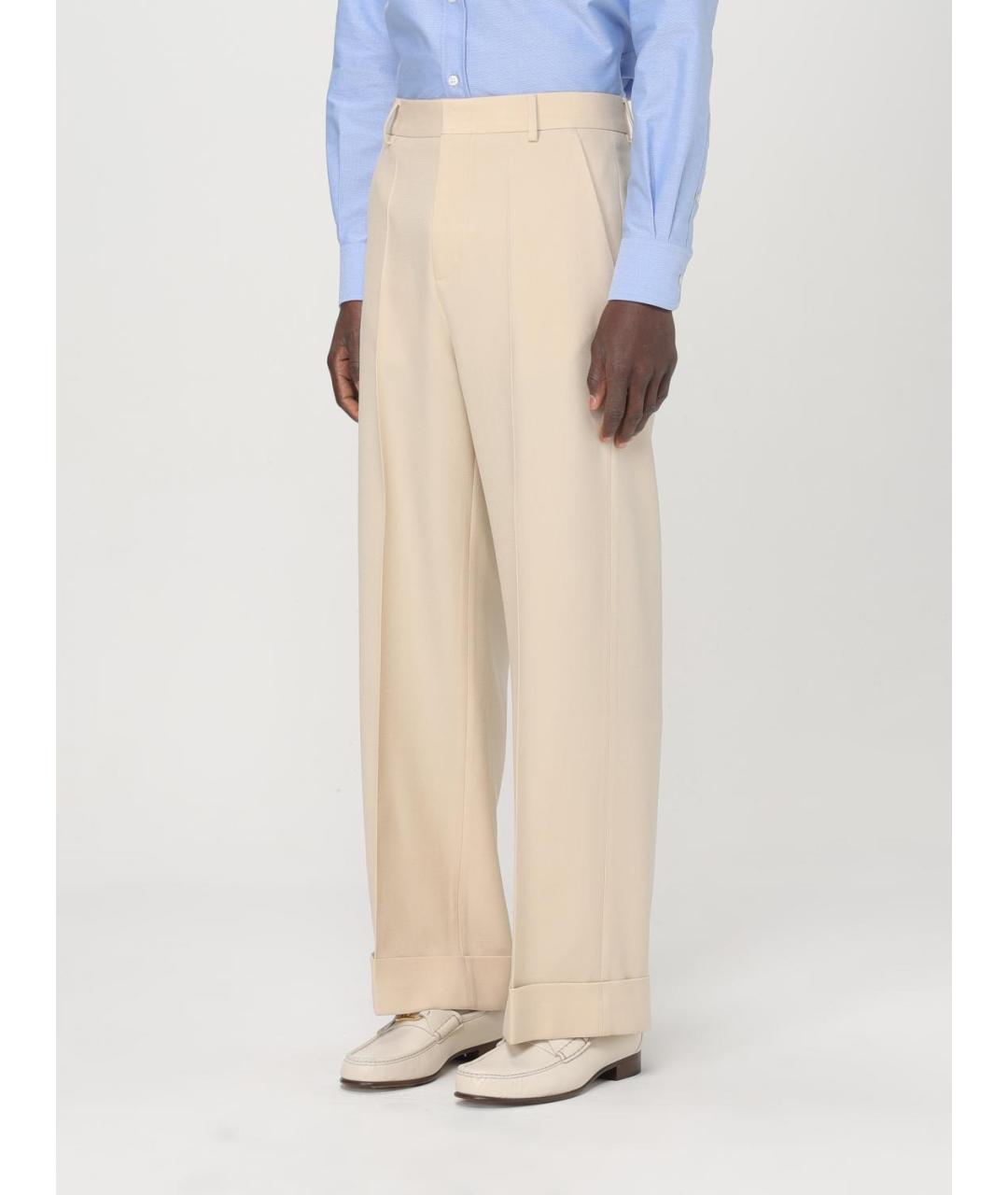 VALENTINO Бежевые шерстяные классические брюки, фото 4
