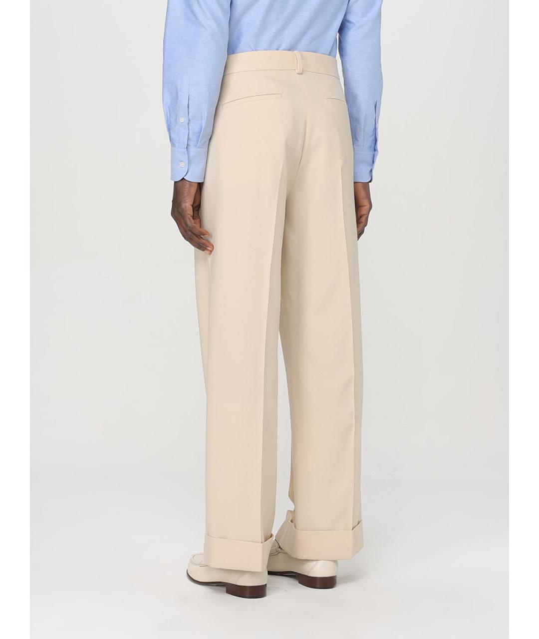 VALENTINO Бежевые шерстяные классические брюки, фото 3