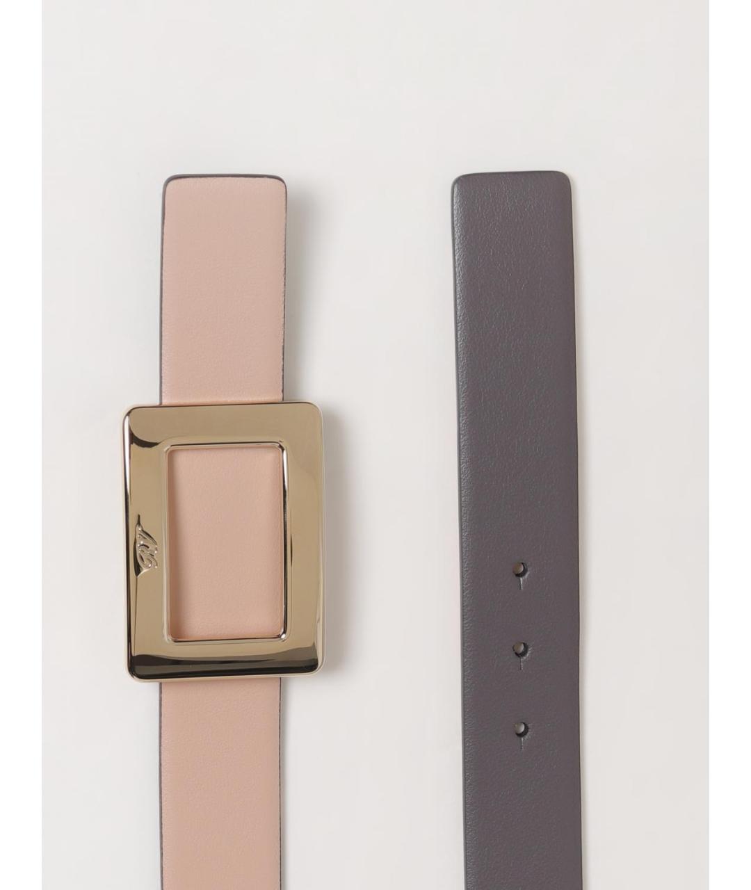 ROGER VIVIER Розовый кожаный ремень, фото 4