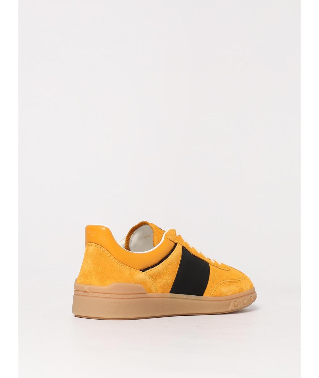 VALENTINO Желтые замшевые низкие кроссовки / кеды, фото 3