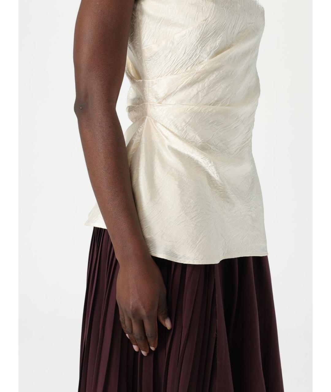 ALEXANDER MCQUEEN Бежевая шелковая блузы, фото 5