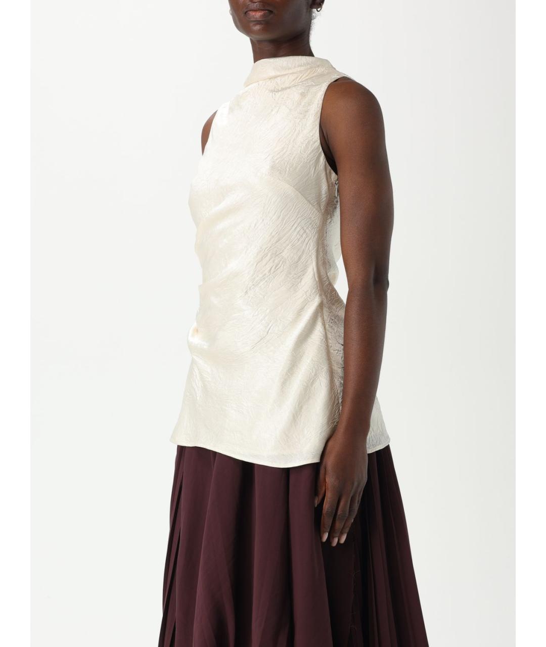 ALEXANDER MCQUEEN Бежевая шелковая блузы, фото 4