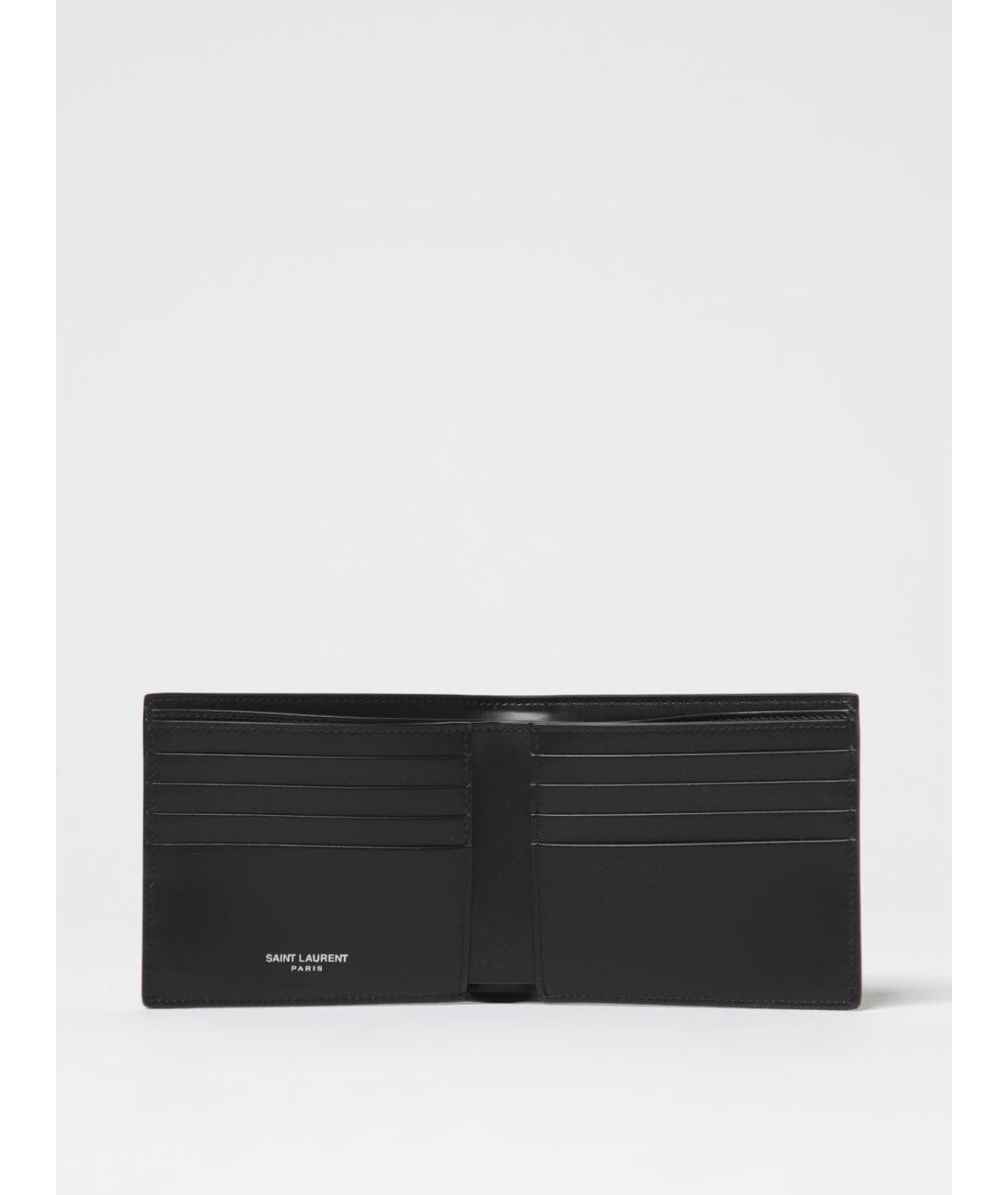 SAINT LAURENT Черный кожаный кошелек, фото 2