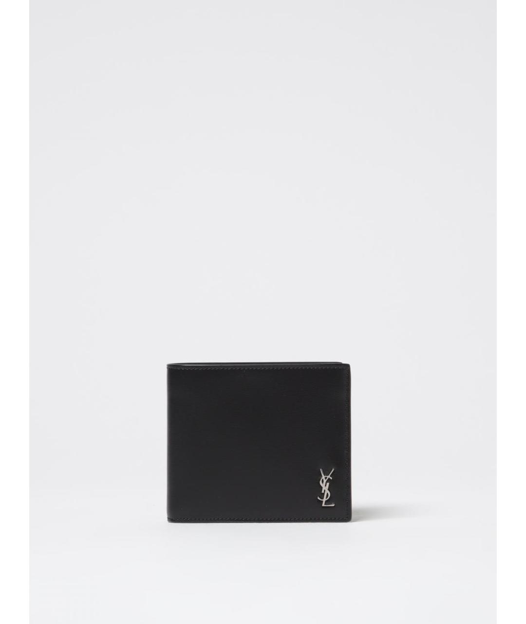 SAINT LAURENT Черный кожаный кошелек, фото 4