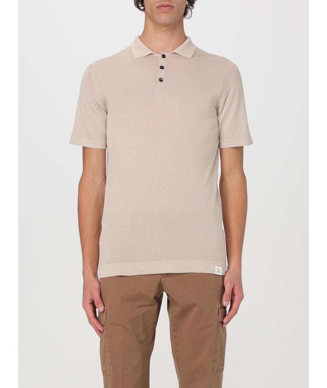 PEUTEREY Бежевое хлопковое поло с коротким рукавом, фото 4