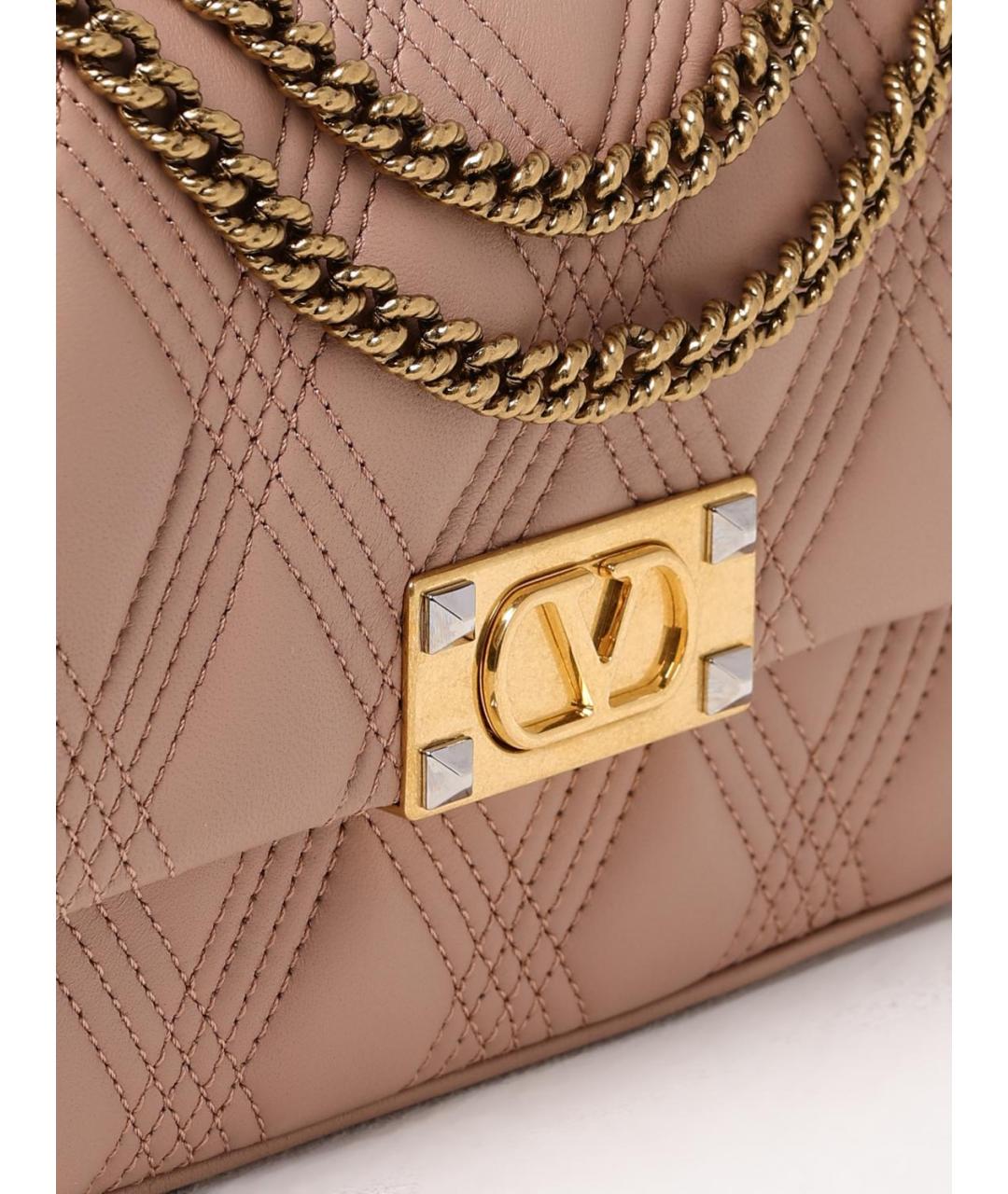 VALENTINO Бежевая кожаная сумка через плечо, фото 4