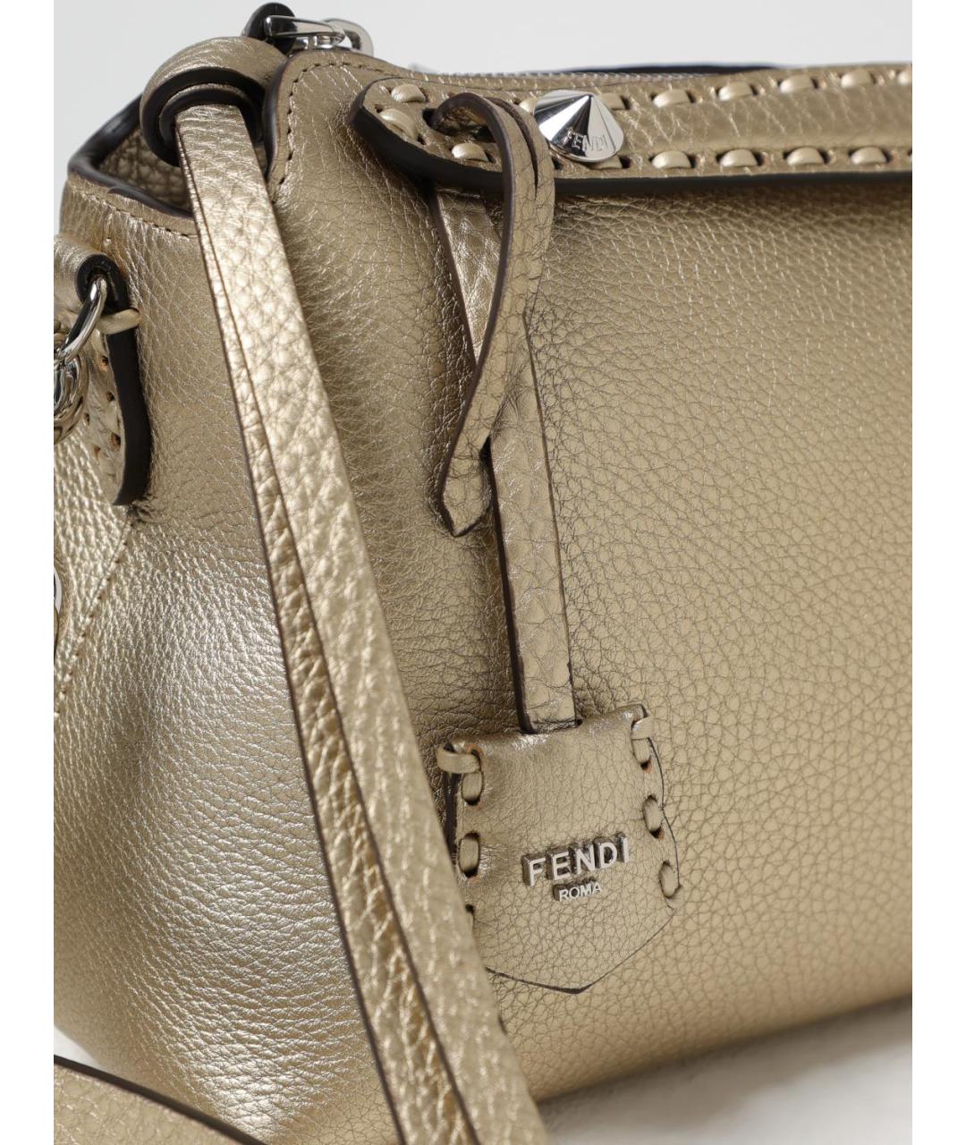 FENDI Золотая кожаная сумка через плечо, фото 3