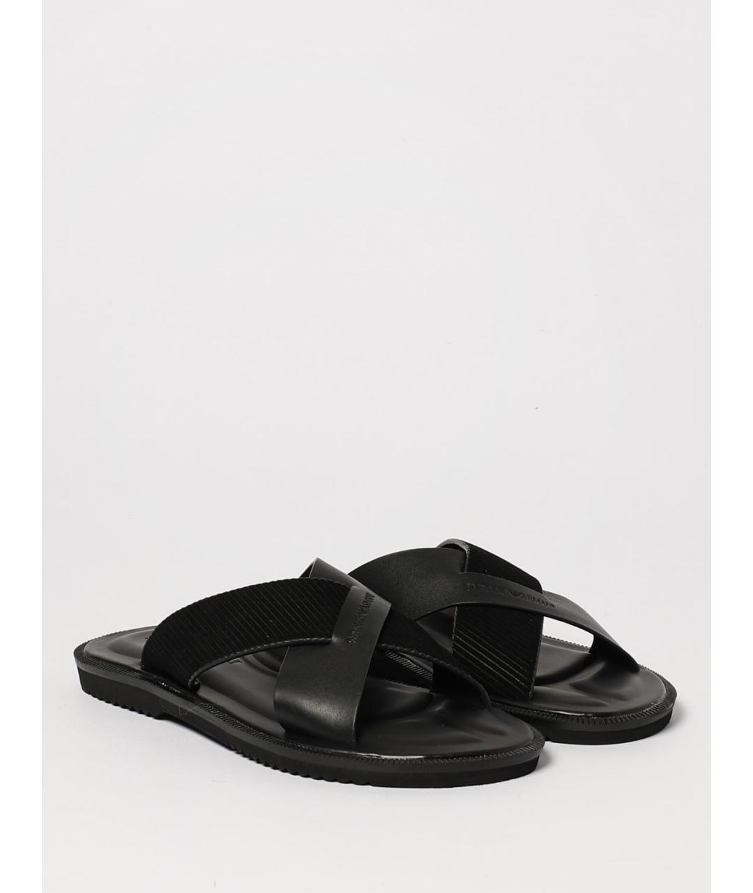 EMPORIO ARMANI Черные кожаные сандалии, фото 2