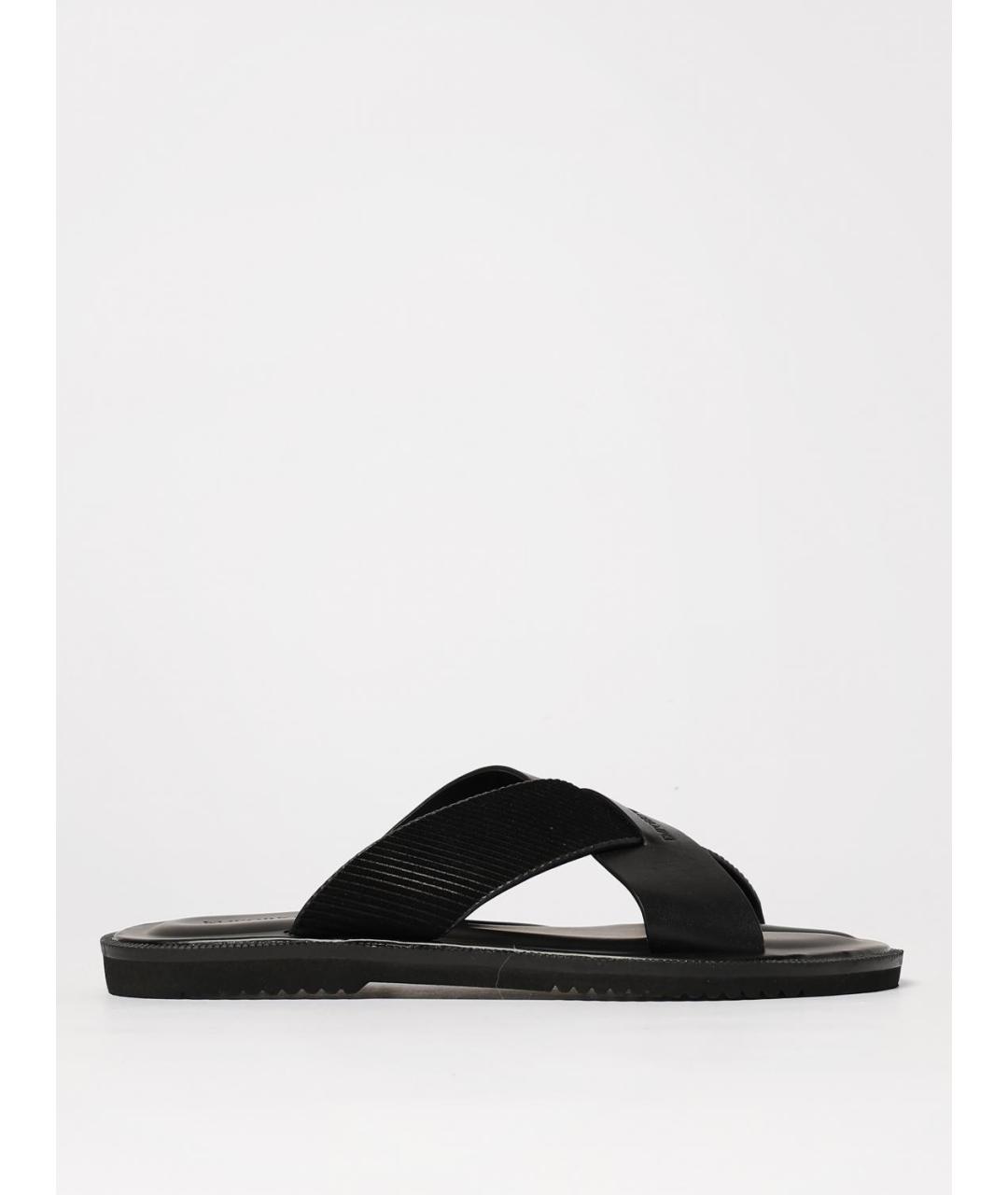 EMPORIO ARMANI Черные кожаные сандалии, фото 4