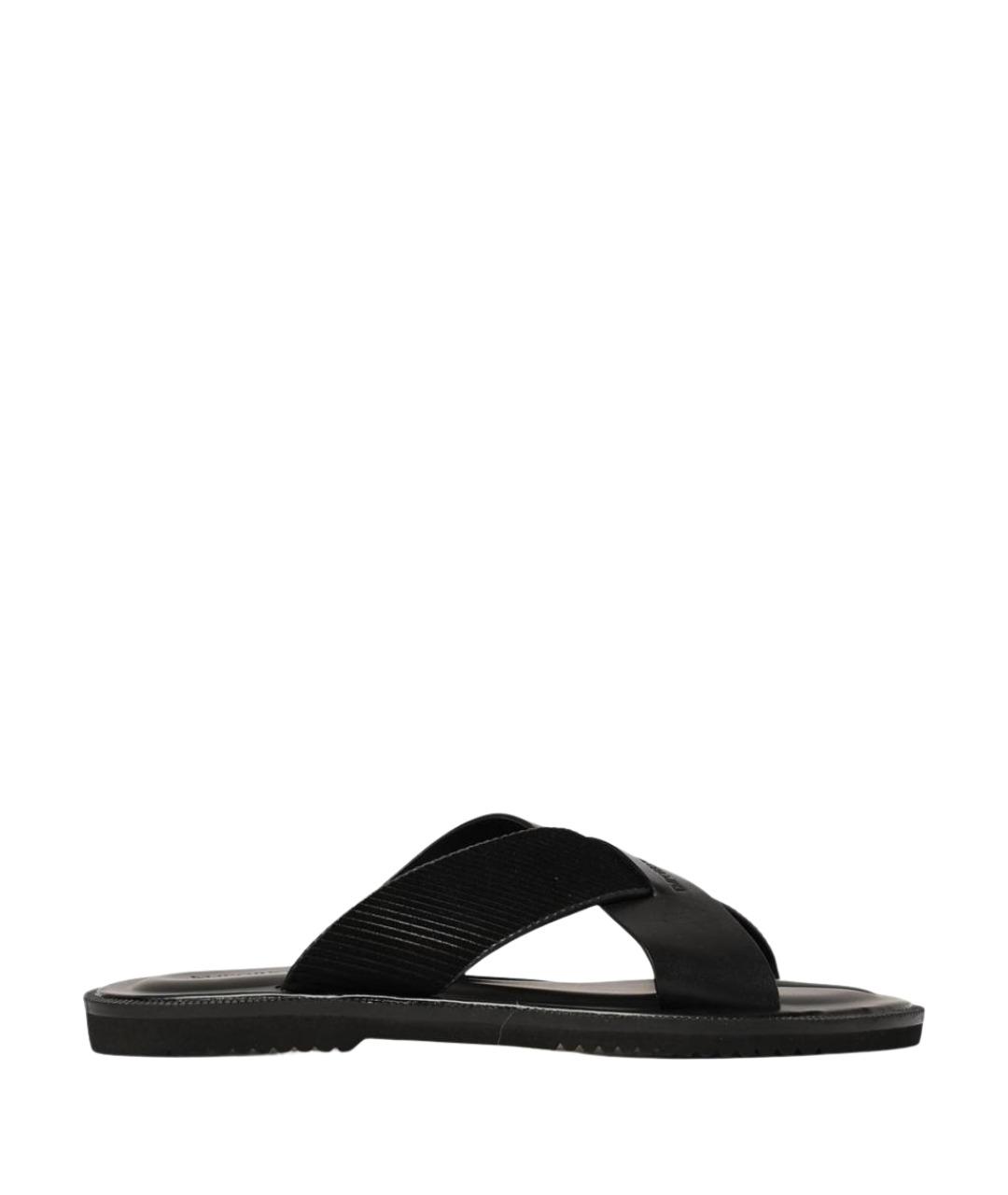 EMPORIO ARMANI Черные кожаные сандалии, фото 1